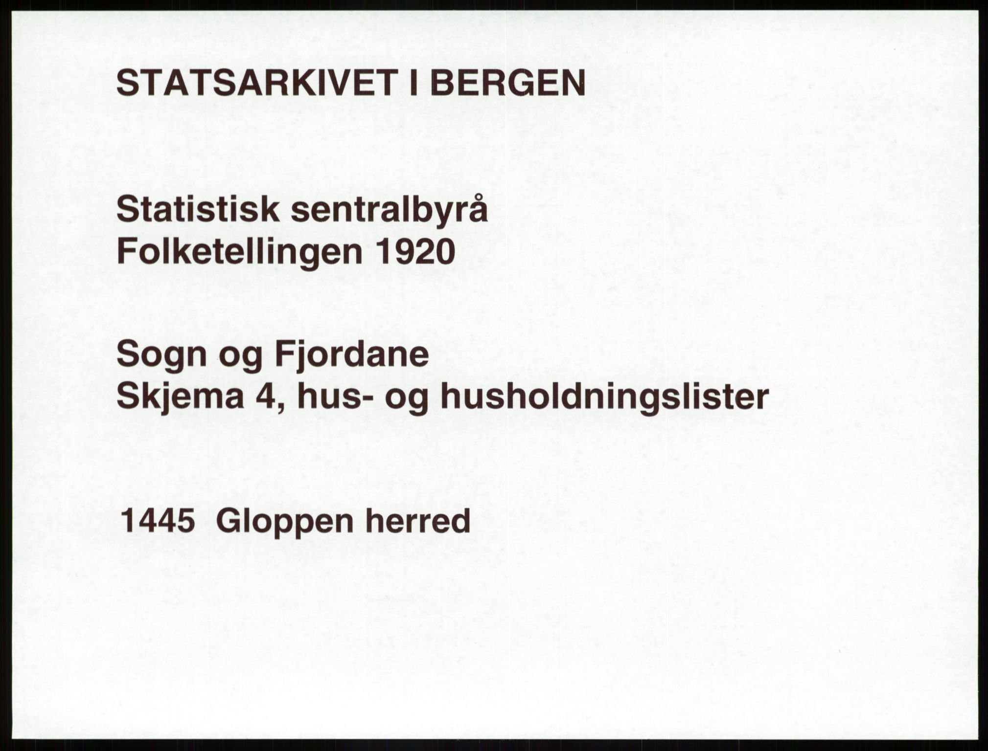 SAB, 1920 census for Gloppen, 1920, p. 1103