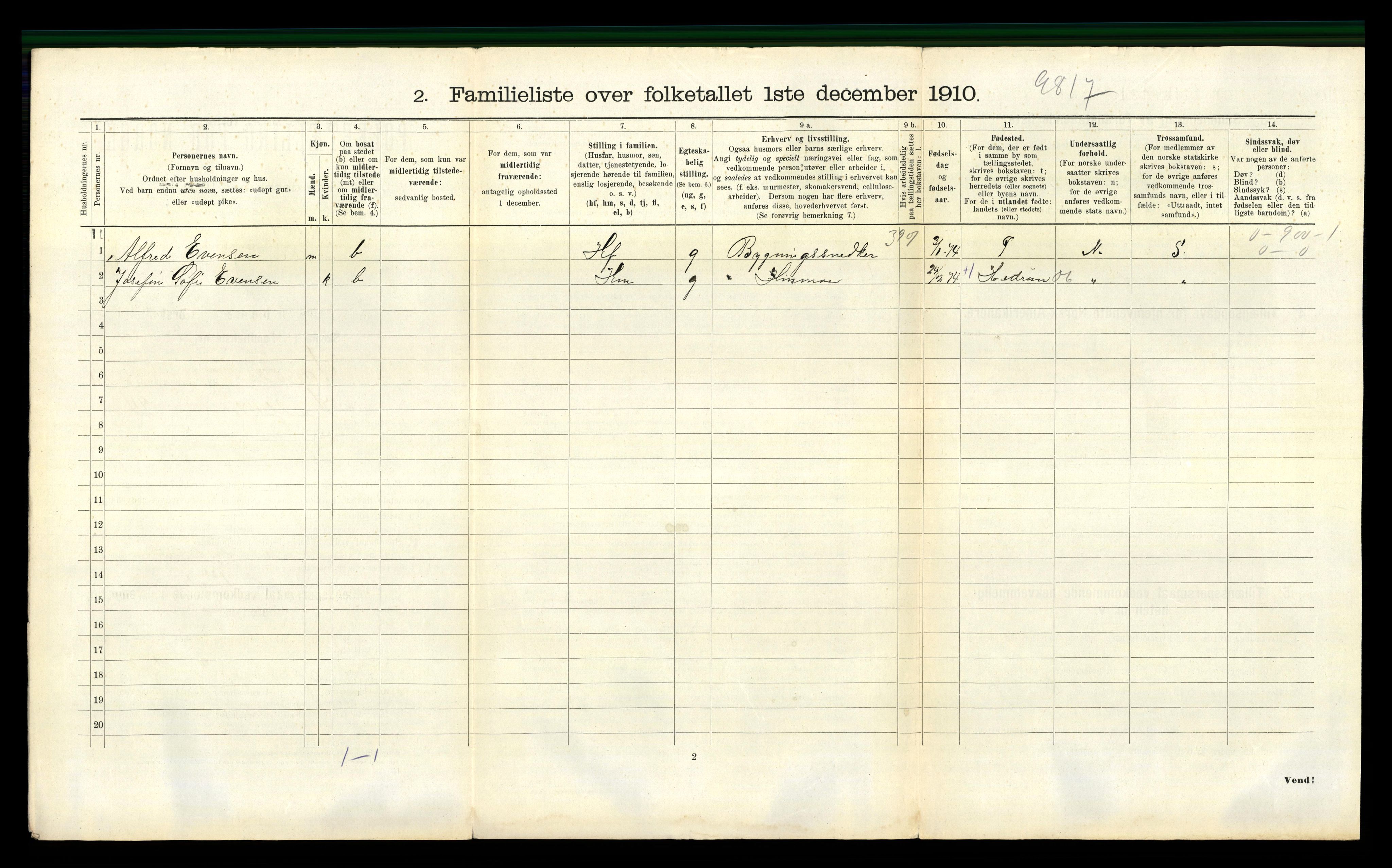 RA, 1910 census for Larvik, 1910, p. 5064