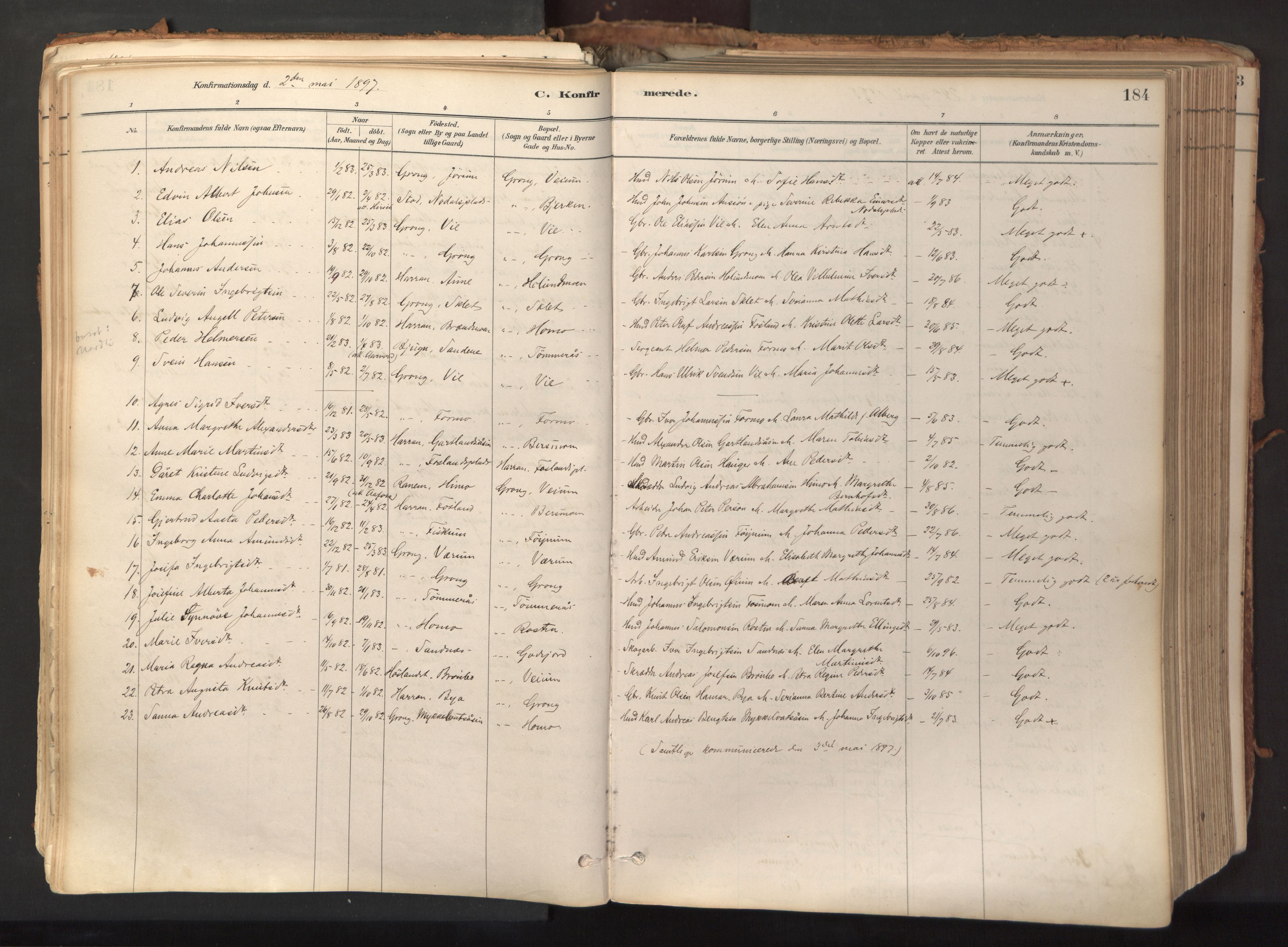 Ministerialprotokoller, klokkerbøker og fødselsregistre - Nord-Trøndelag, SAT/A-1458/758/L0519: Parish register (official) no. 758A04, 1880-1926, p. 184