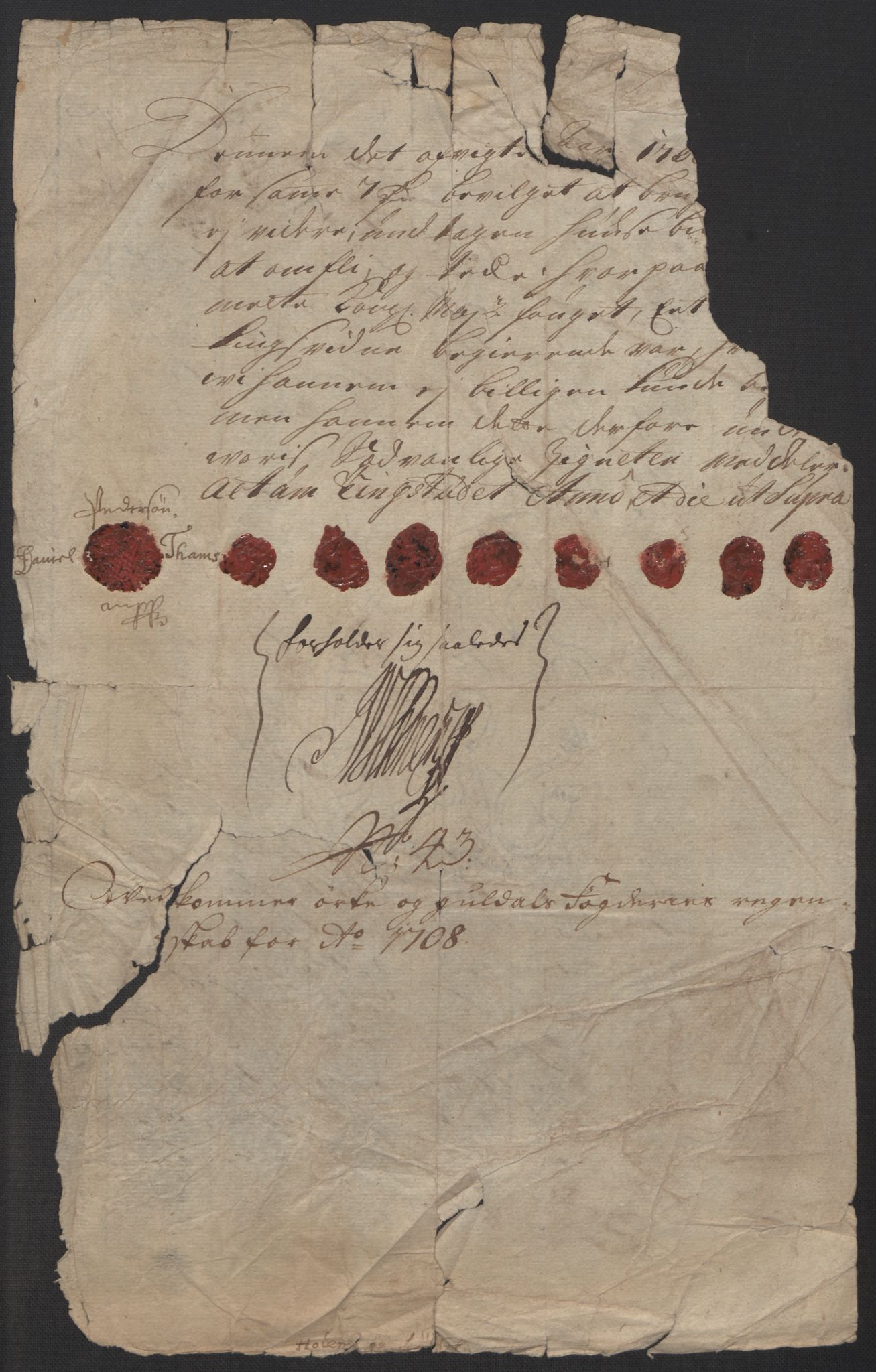 Rentekammeret inntil 1814, Reviderte regnskaper, Fogderegnskap, RA/EA-4092/R60/L3958: Fogderegnskap Orkdal og Gauldal, 1708, p. 418