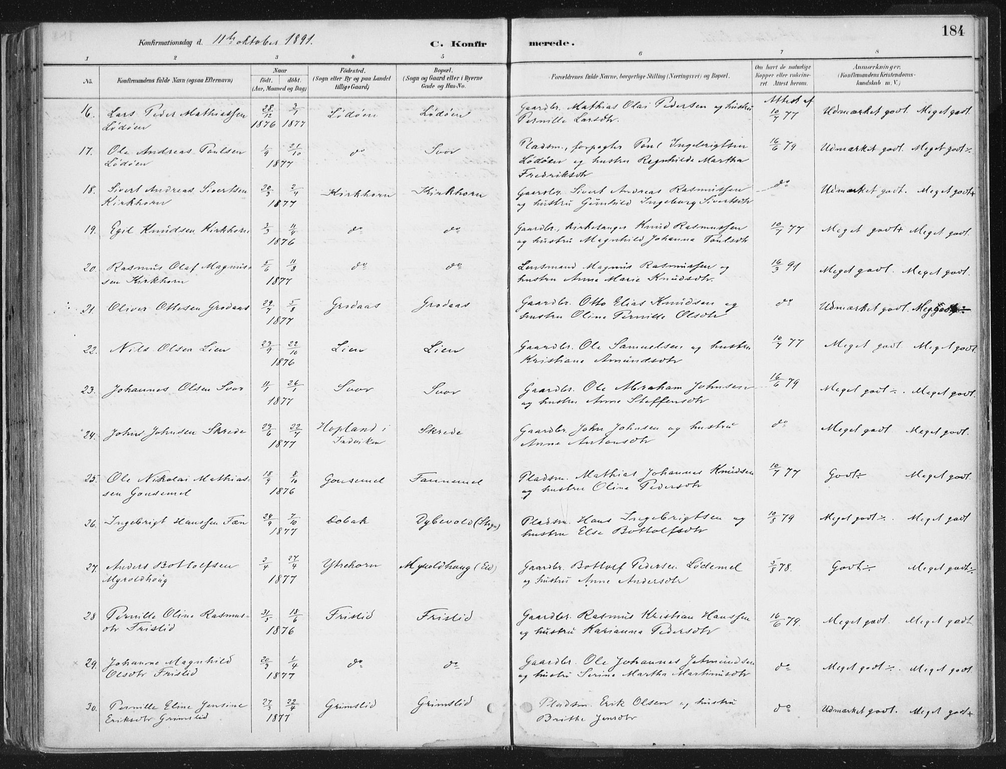 Hornindal sokneprestembete, AV/SAB-A-82401/H/Haa/Haaa/L0003/0001: Parish register (official) no. A 3A, 1887-1917, p. 184