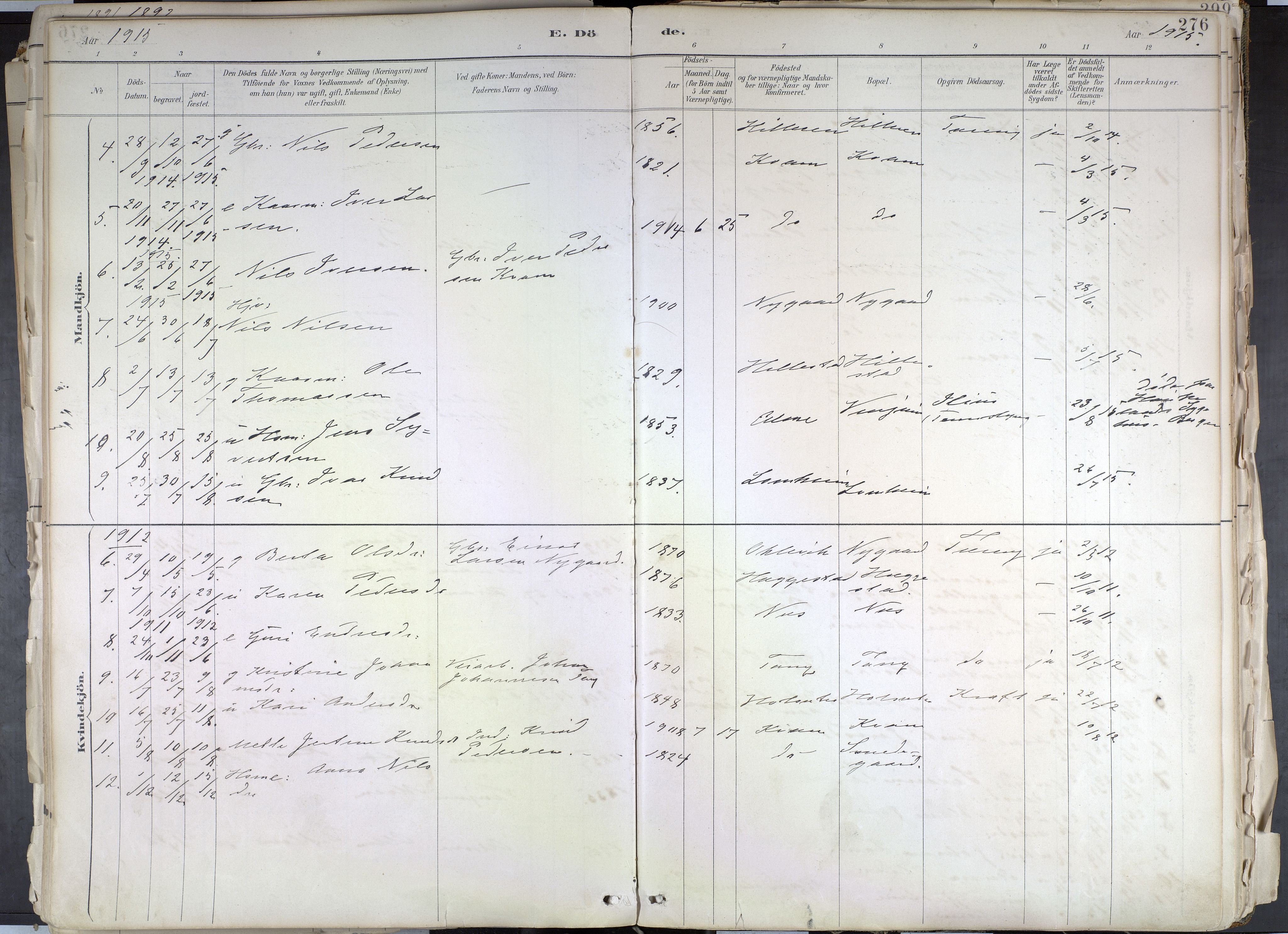 Hafslo sokneprestembete, AV/SAB-A-80301/H/Haa/Haab/L0001: Parish register (official) no. B 1, 1886-1945, p. 276