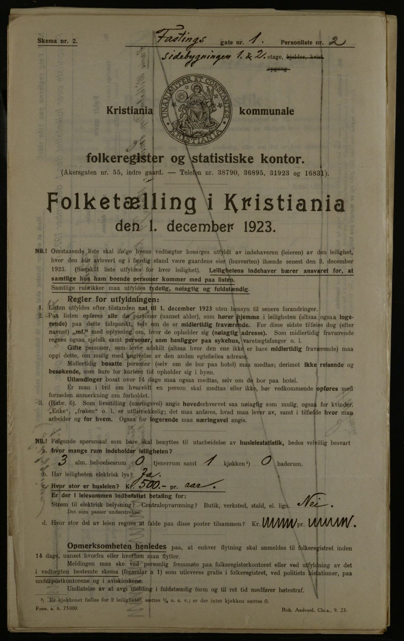 OBA, Municipal Census 1923 for Kristiania, 1923, p. 26507