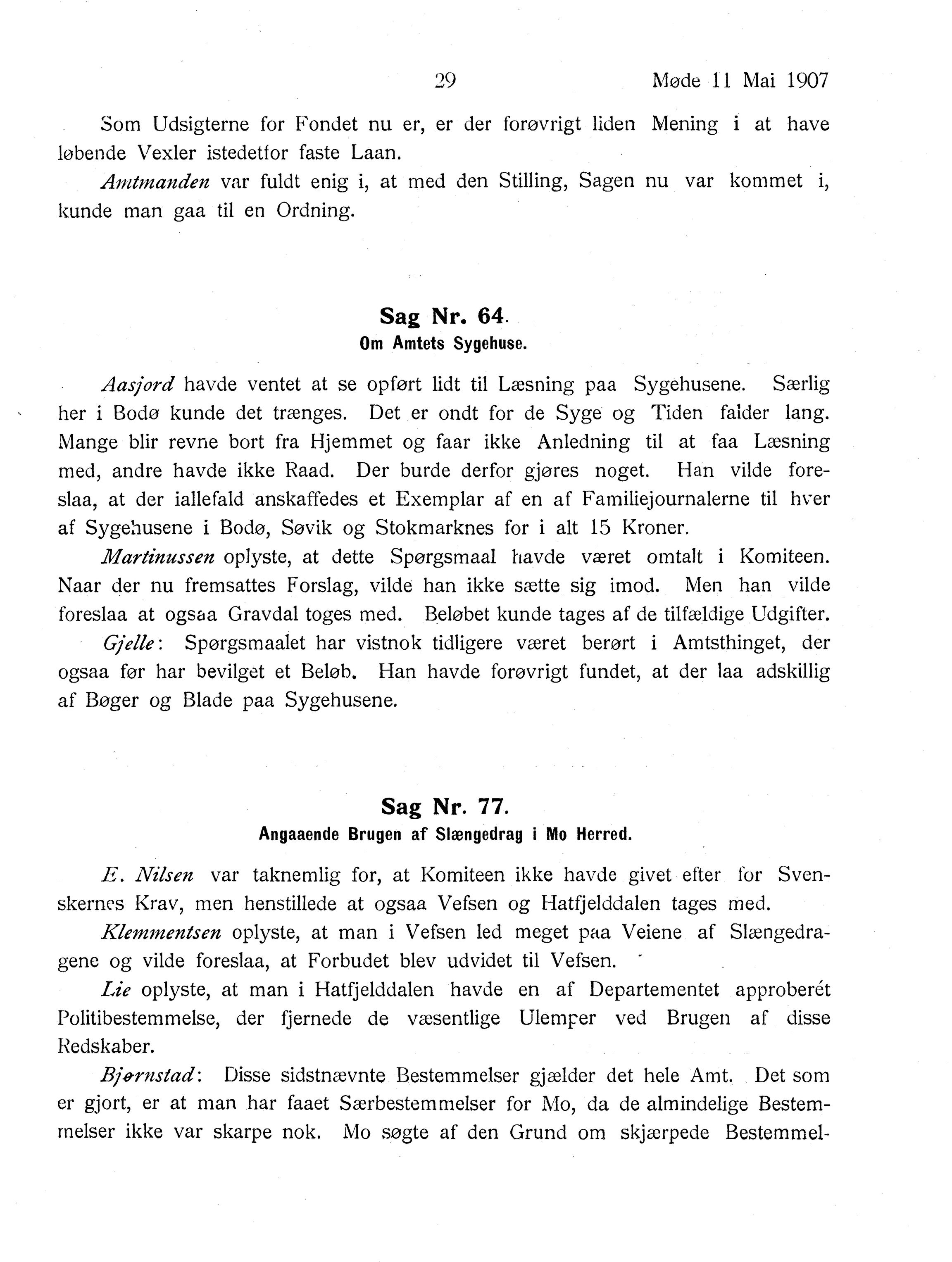 Nordland Fylkeskommune. Fylkestinget, AIN/NFK-17/176/A/Ac/L0030: Fylkestingsforhandlinger 1907, 1907