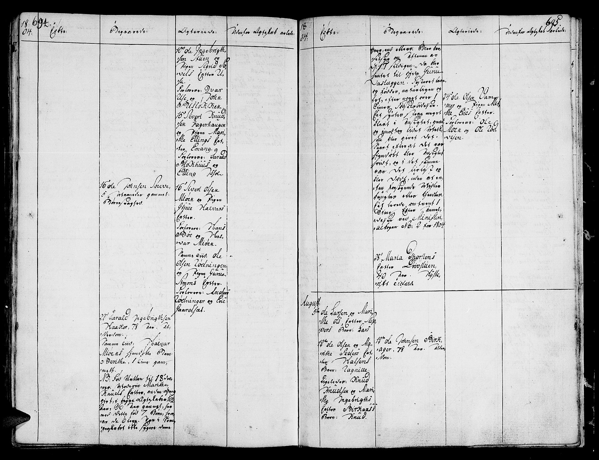 Ministerialprotokoller, klokkerbøker og fødselsregistre - Sør-Trøndelag, AV/SAT-A-1456/678/L0893: Parish register (official) no. 678A03, 1792-1805, p. 694-695