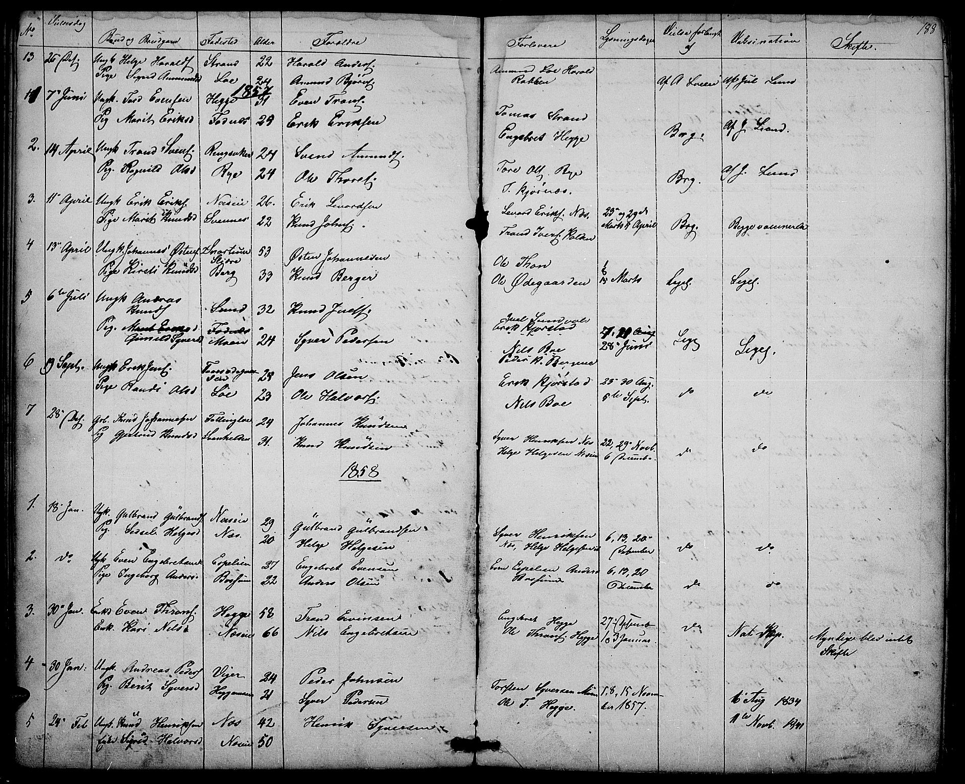 Nord-Aurdal prestekontor, AV/SAH-PREST-132/H/Ha/Hab/L0003: Parish register (copy) no. 3, 1842-1882, p. 188