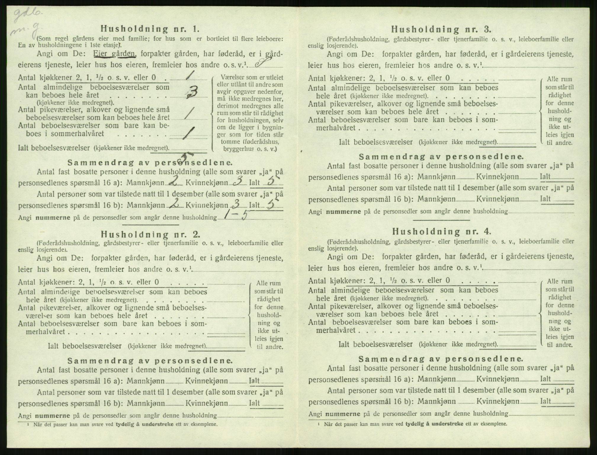 SAT, 1920 census for Volda, 1920, p. 1155