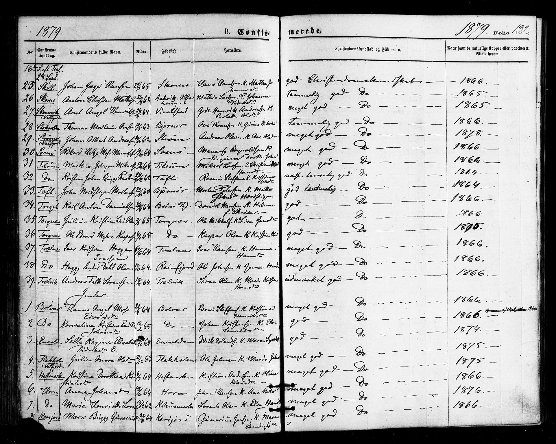 Ministerialprotokoller, klokkerbøker og fødselsregistre - Nordland, SAT/A-1459/813/L0199: Parish register (official) no. 813A09, 1875-1885, p. 132