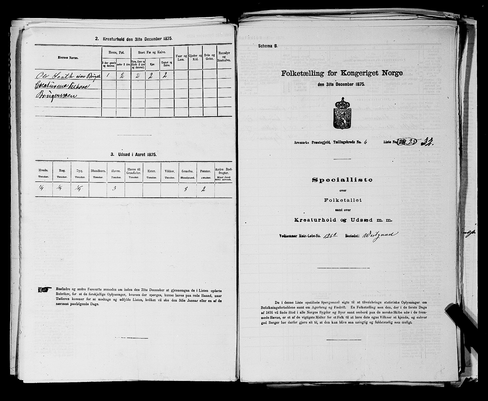 RA, 1875 census for 0118P Aremark, 1875, p. 880