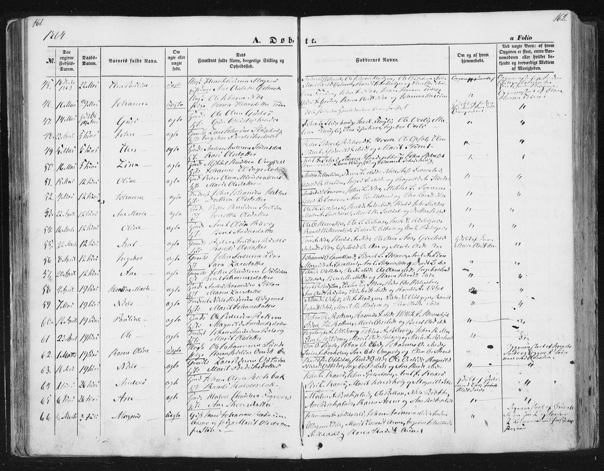 Ministerialprotokoller, klokkerbøker og fødselsregistre - Sør-Trøndelag, AV/SAT-A-1456/630/L0494: Parish register (official) no. 630A07, 1852-1868, p. 161-162