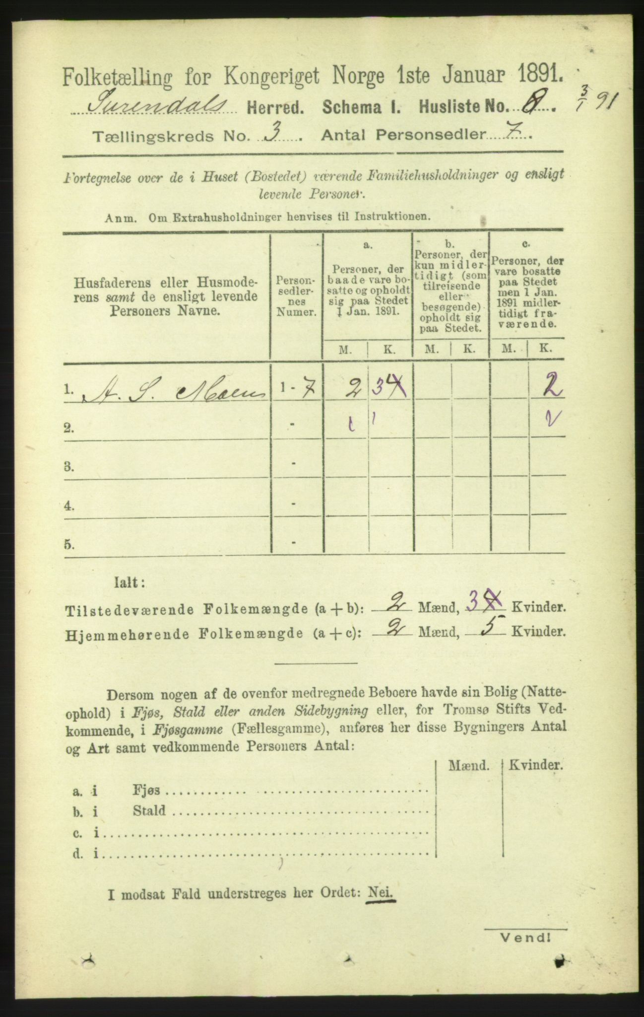 RA, 1891 census for 1566 Surnadal, 1891, p. 752