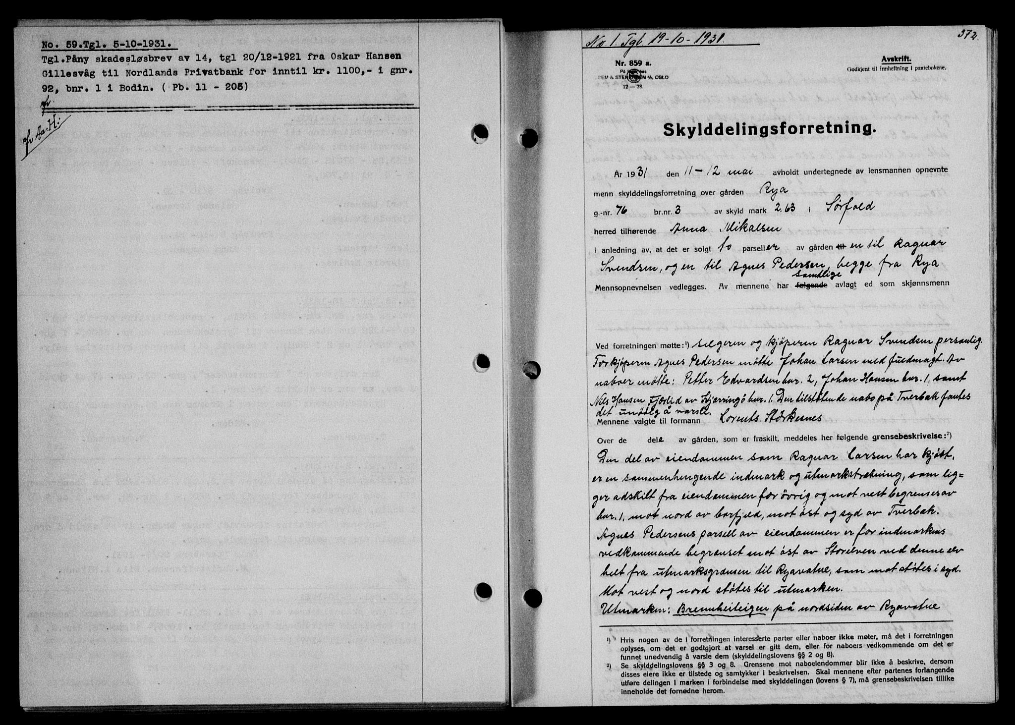 Salten sorenskriveri, SAT/A-4578/1/2/2C/L0060: Mortgage book no. 50, 1931-1931, Deed date: 19.10.1931