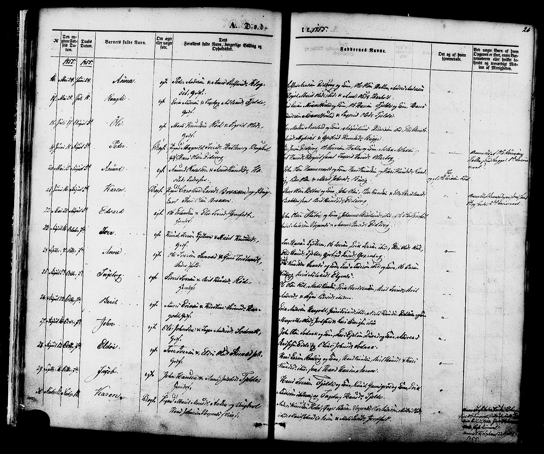 Ministerialprotokoller, klokkerbøker og fødselsregistre - Møre og Romsdal, SAT/A-1454/551/L0625: Parish register (official) no. 551A05, 1846-1879, p. 26