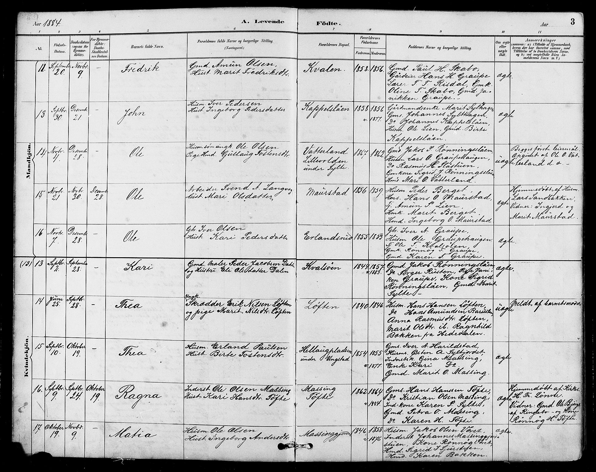 Nord-Fron prestekontor, AV/SAH-PREST-080/H/Ha/Hab/L0005: Parish register (copy) no. 5, 1884-1914, p. 3