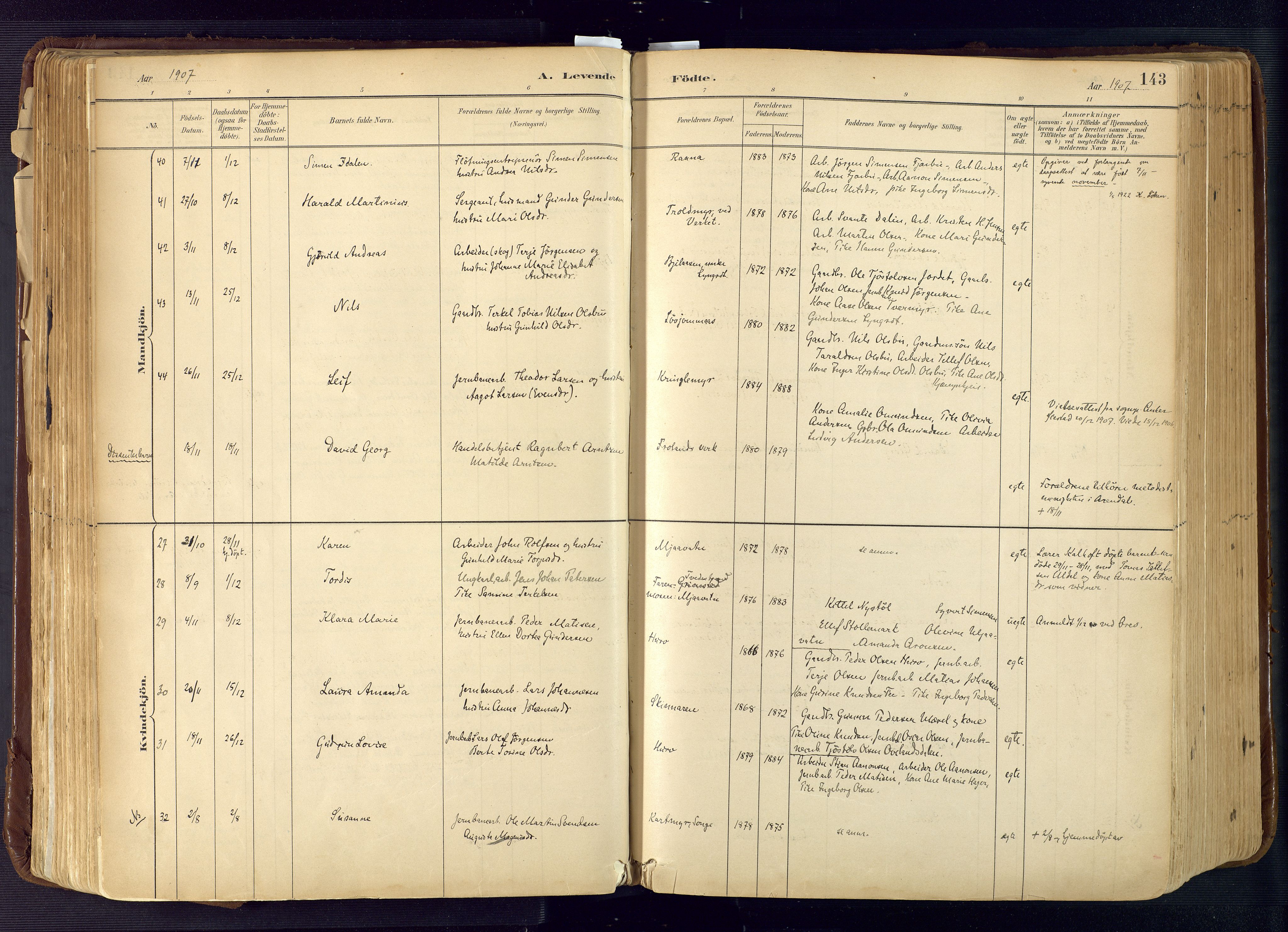 Froland sokneprestkontor, SAK/1111-0013/F/Fa/L0005: Parish register (official) no. A 5, 1882-1921, p. 143