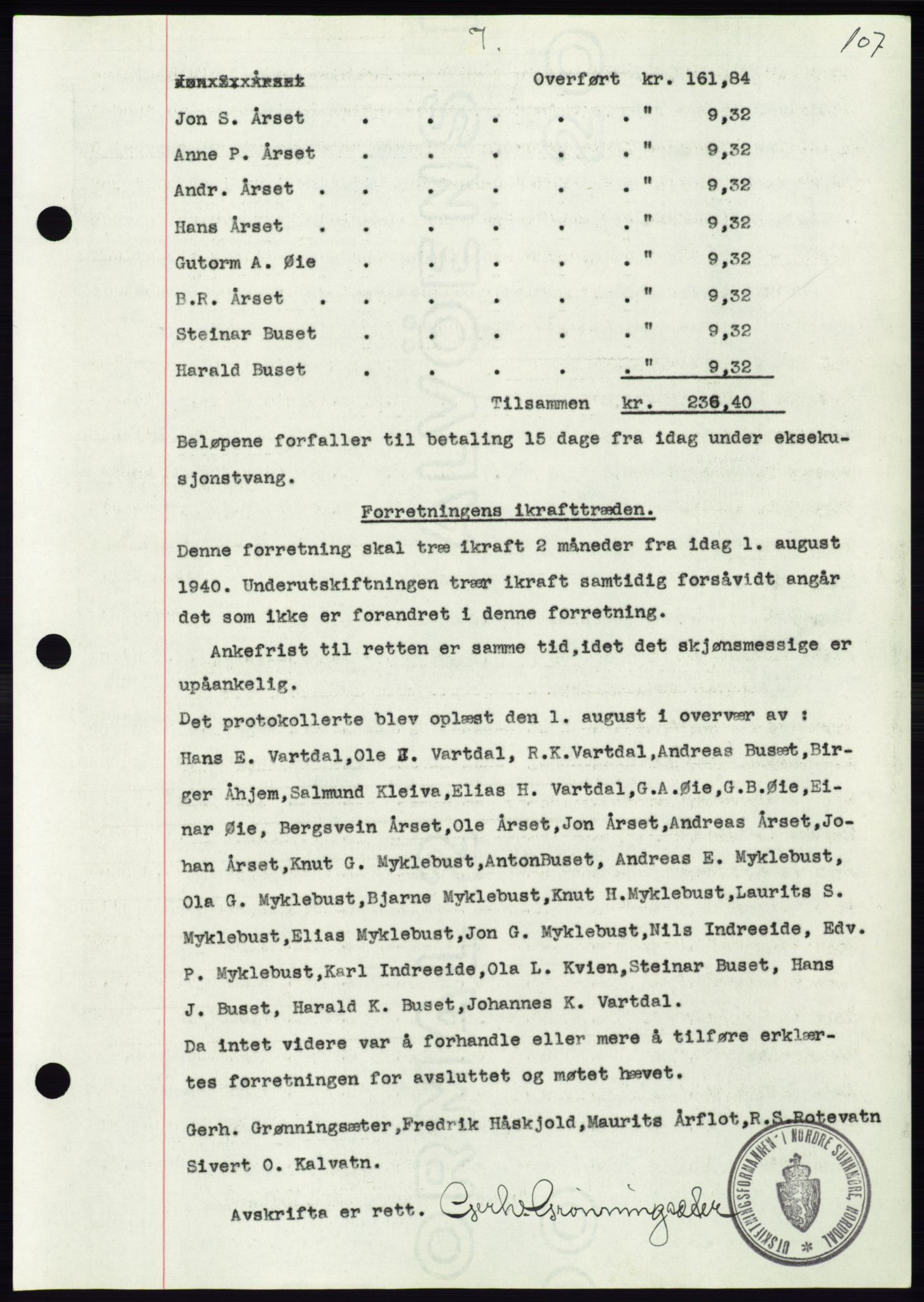 Søre Sunnmøre sorenskriveri, AV/SAT-A-4122/1/2/2C/L0071: Mortgage book no. 65, 1941-1941, Diary no: : 324/1941