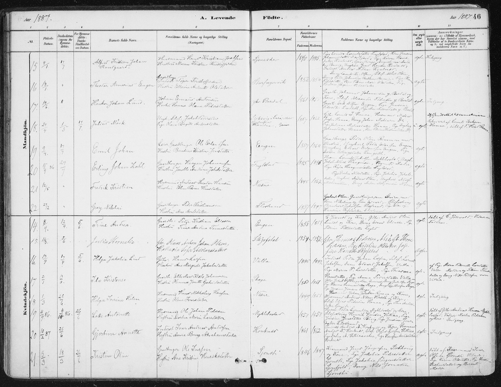 Ministerialprotokoller, klokkerbøker og fødselsregistre - Nordland, AV/SAT-A-1459/838/L0552: Parish register (official) no. 838A10, 1880-1910, p. 46