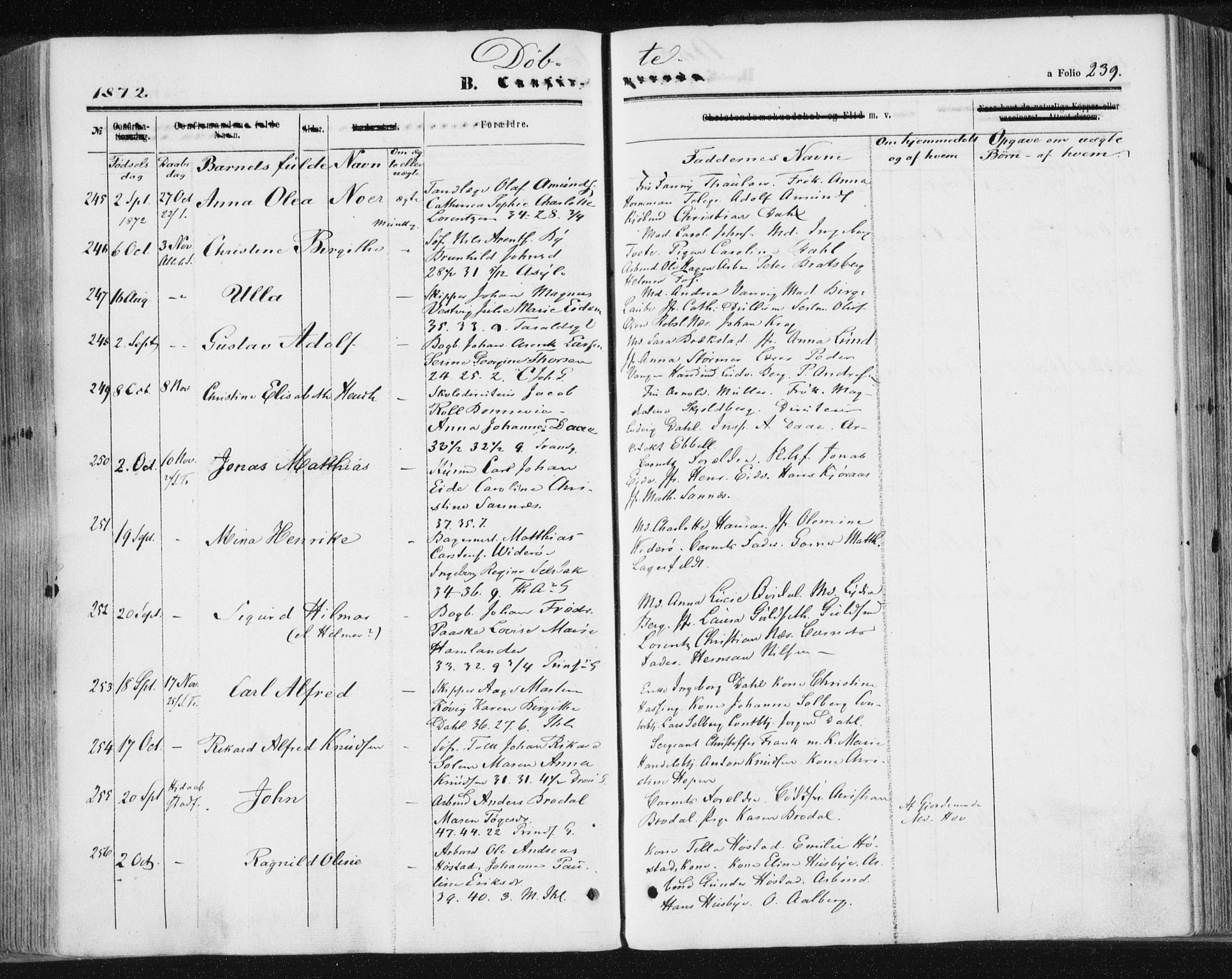 Ministerialprotokoller, klokkerbøker og fødselsregistre - Sør-Trøndelag, SAT/A-1456/602/L0115: Parish register (official) no. 602A13, 1860-1872, p. 239