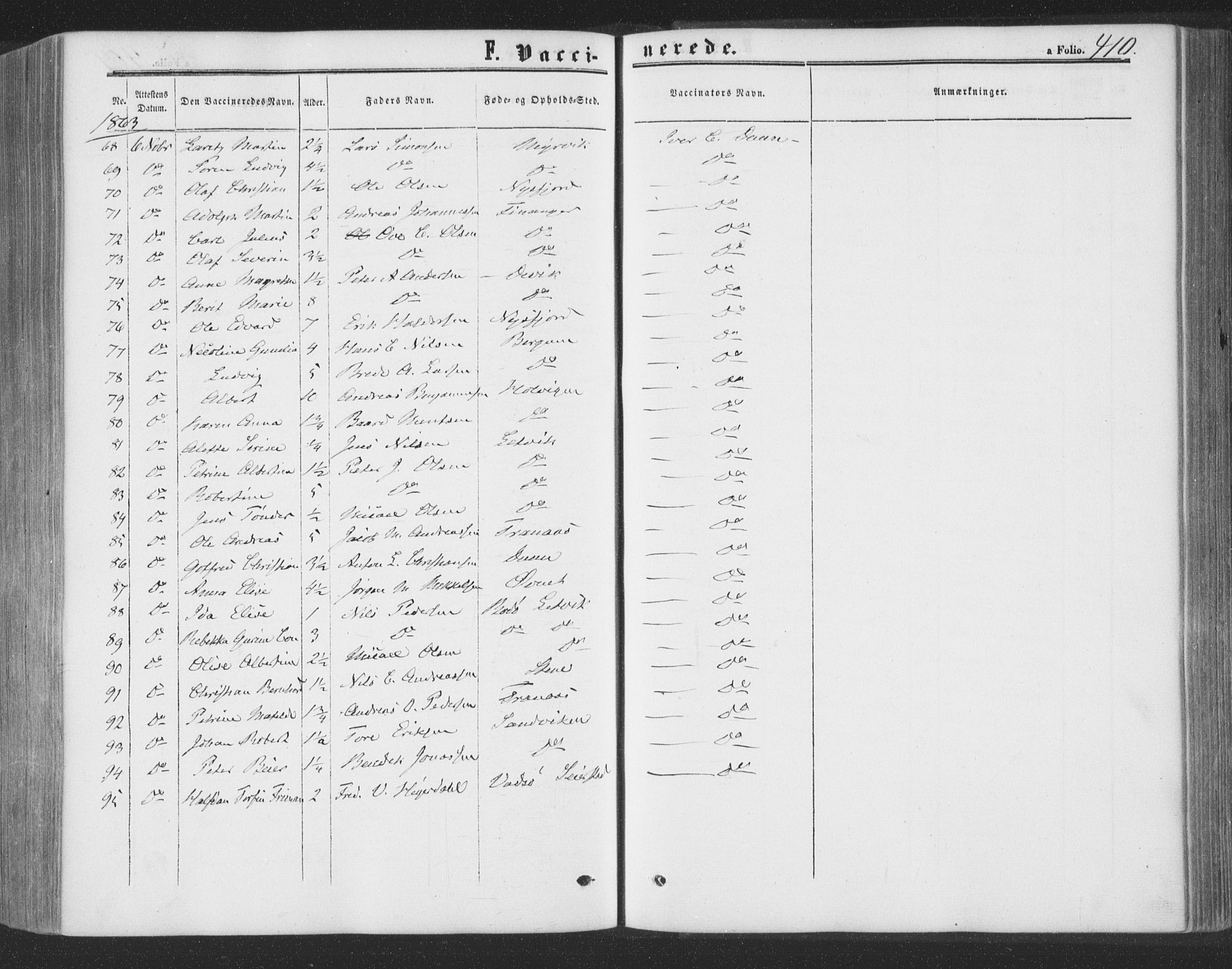 Ministerialprotokoller, klokkerbøker og fødselsregistre - Nord-Trøndelag, AV/SAT-A-1458/773/L0615: Parish register (official) no. 773A06, 1857-1870, p. 410