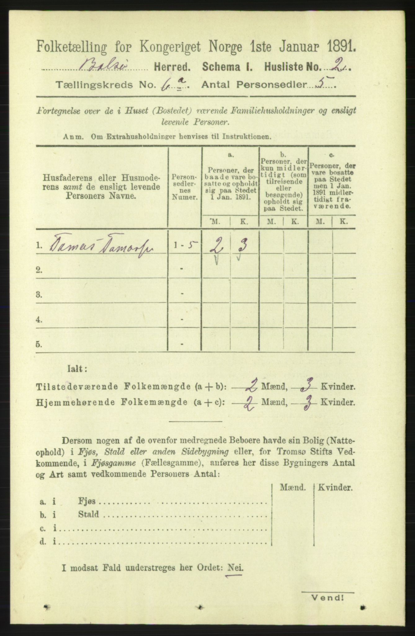 RA, 1891 census for 1544 Bolsøy, 1891, p. 3693