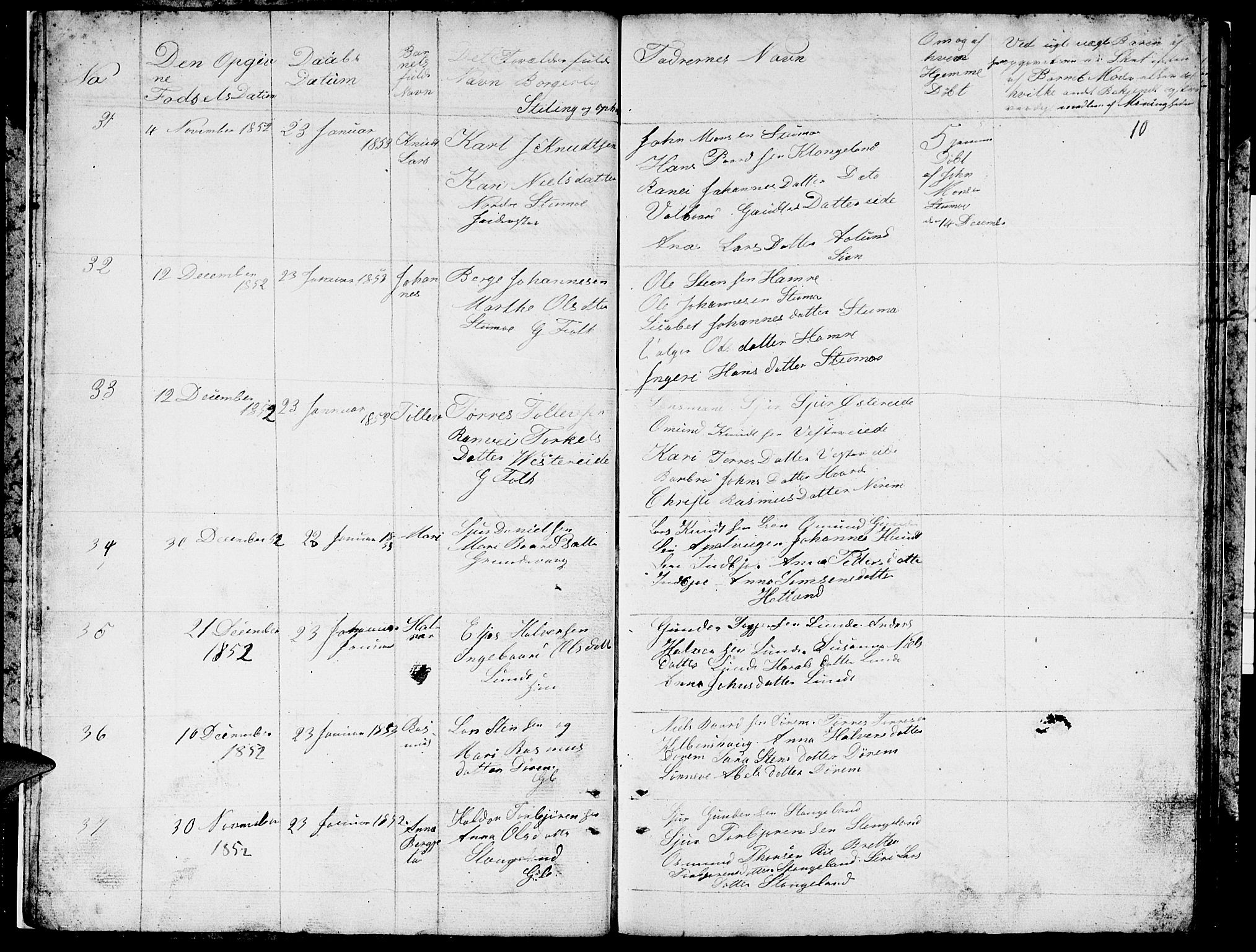 Ølen Sokneprestembete, AV/SAB-A-79201/H/Hab: Parish register (copy) no. A 1, 1851-1863, p. 10