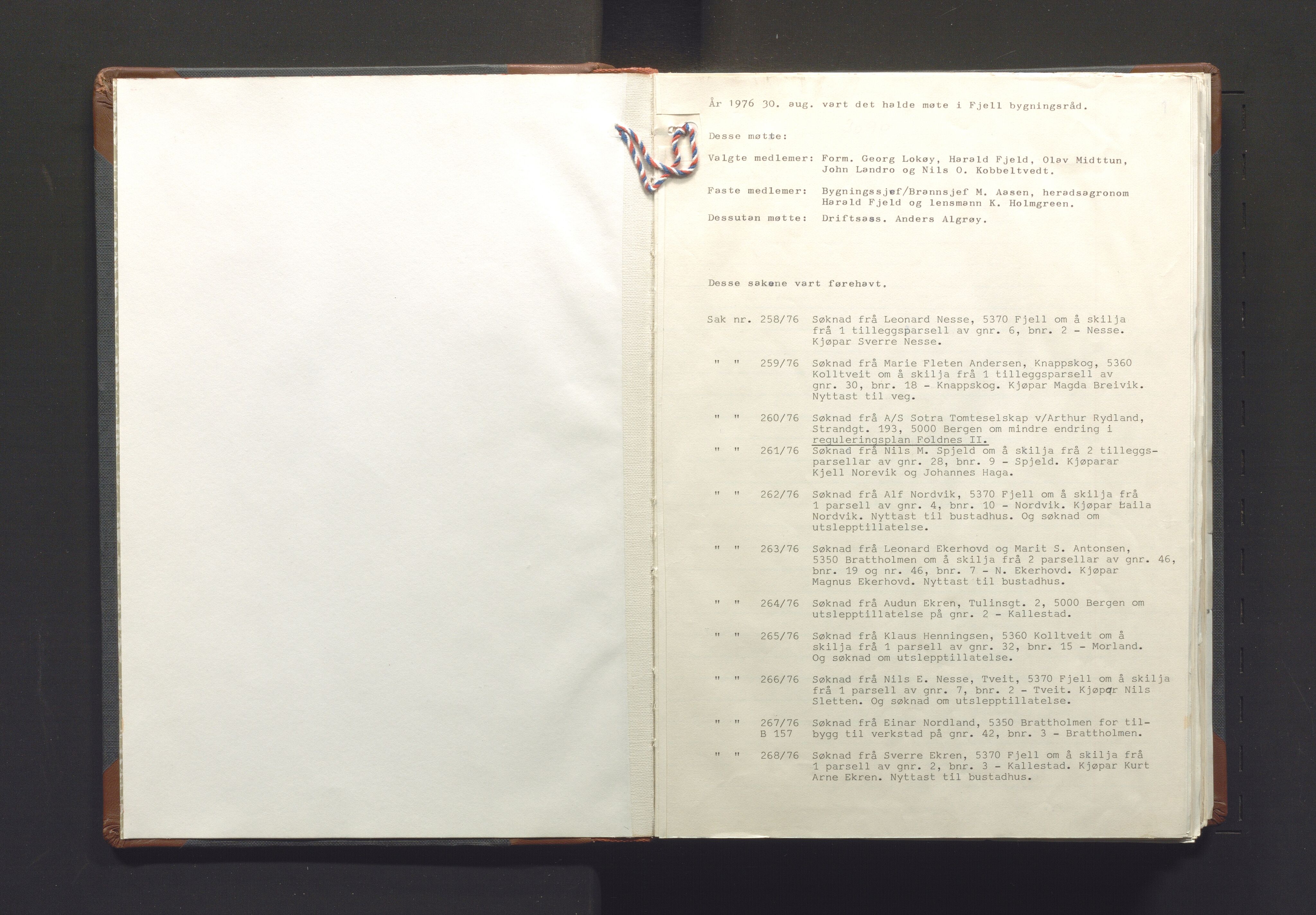 Fjell kommune. Bygningsrådet, IKAH/1246-511/A/Aa/L0010: Møtebok for Fjell bygningsråd, 1976-1977