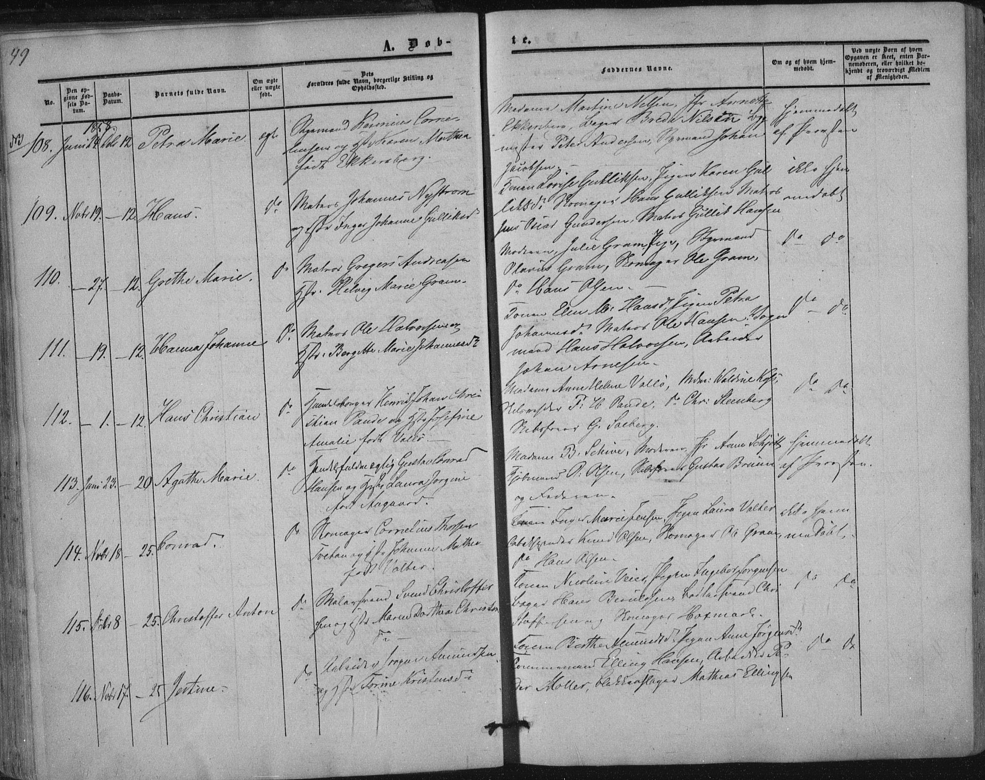 Tønsberg kirkebøker, AV/SAKO-A-330/F/Fa/L0008: Parish register (official) no. I 8, 1855-1864, p. 49