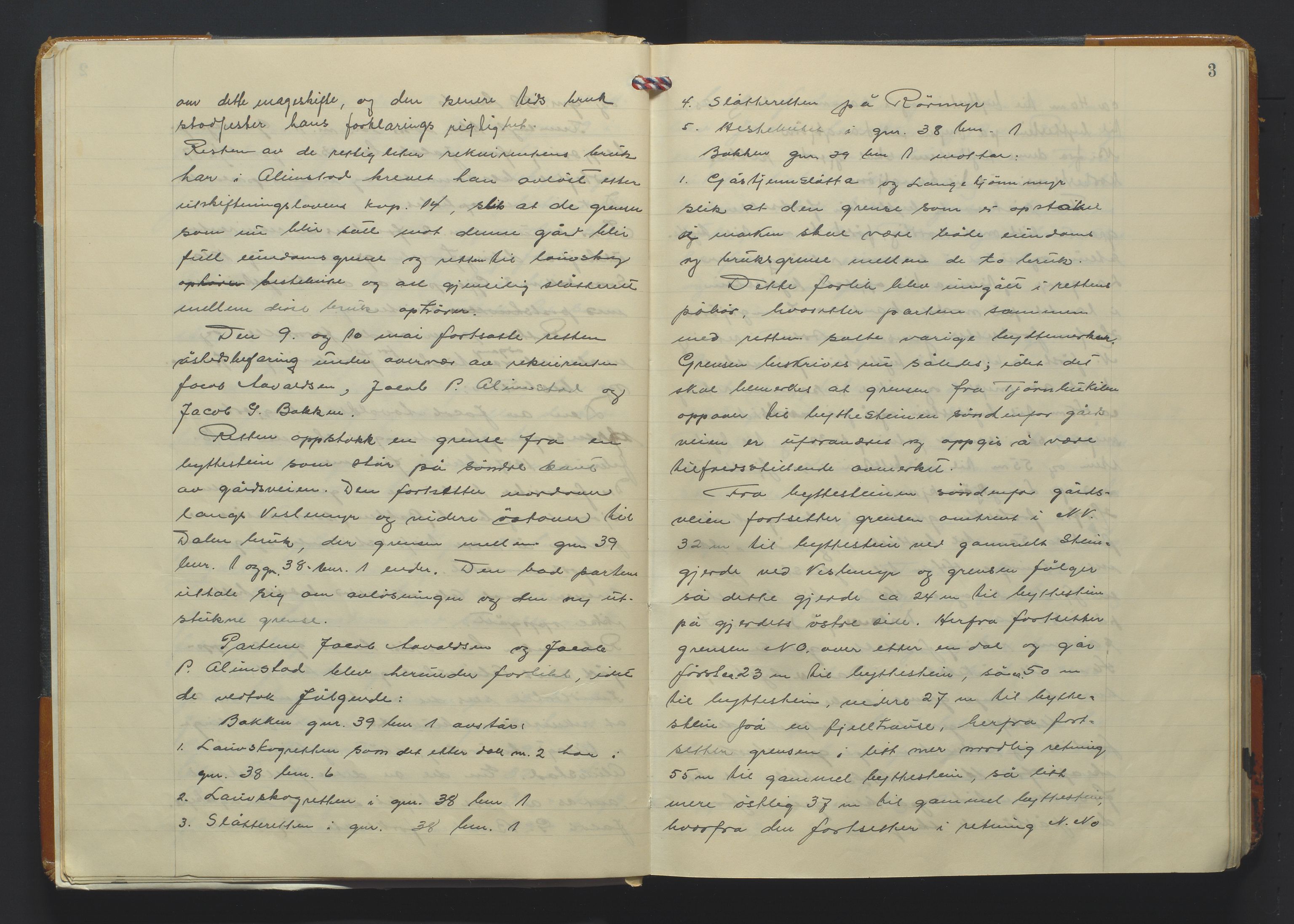Utskiftningsformannen i Nedenes amt, AV/SAK-1541-0002/F/Fa/Fab/L0004: Jordskifteprotokoll med gårdsregister, Holt domssokn nr 15, 1940-1954, p. 2b-3a