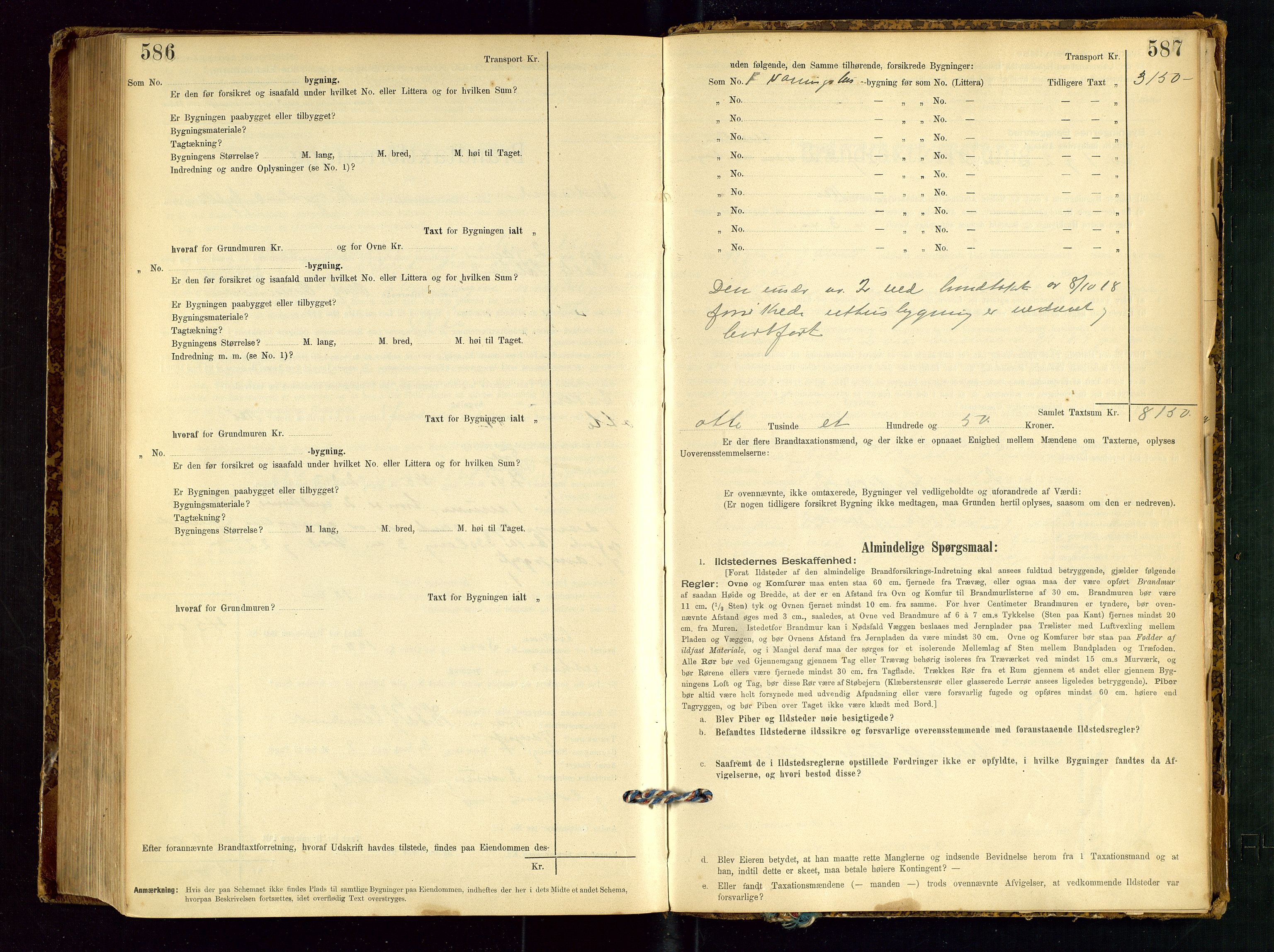 Vikedal lensmannskontor, SAST/A-100179/Gob/L0004: Branntakstprotokoll, 1894-1952, p. 586-587