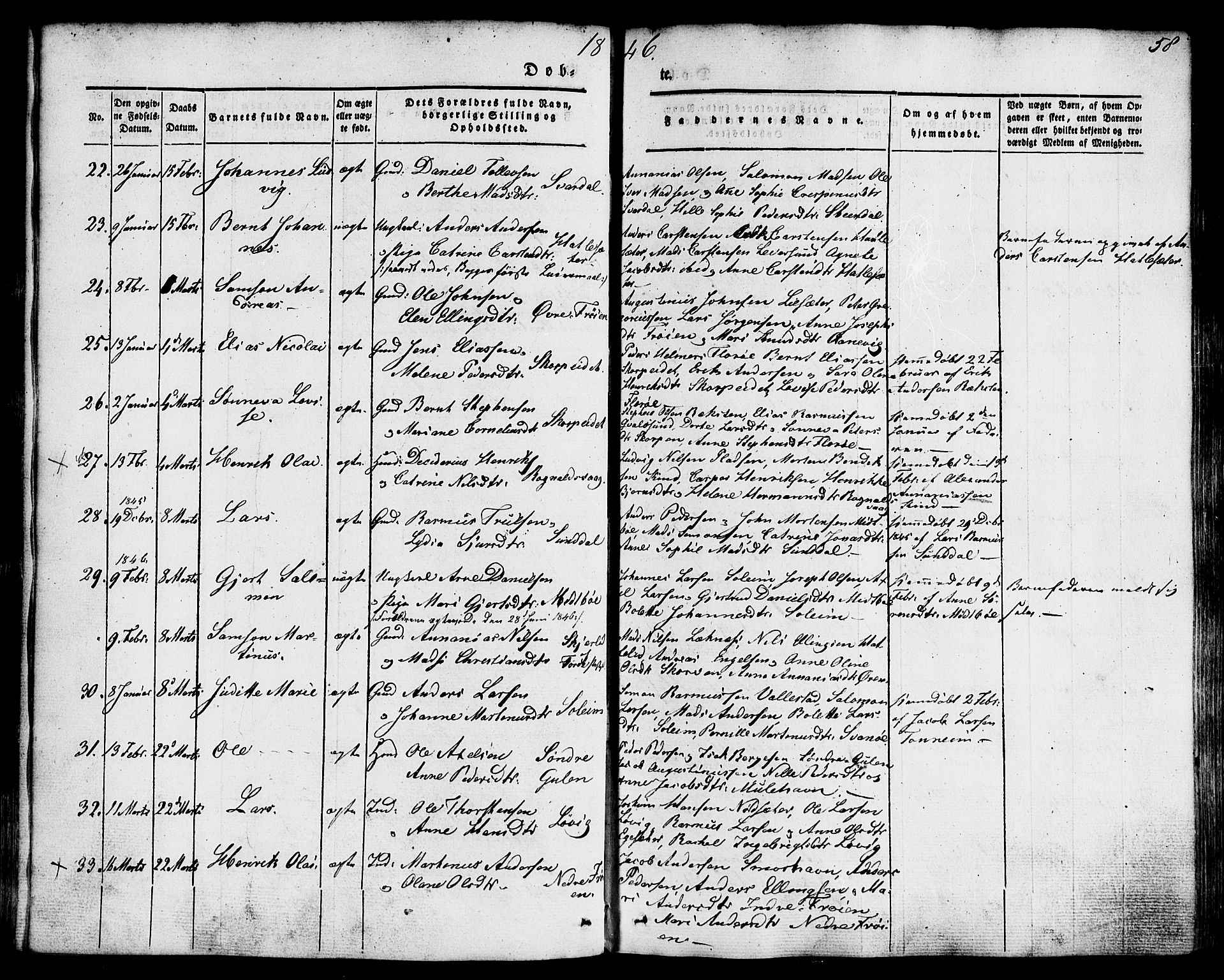 Kinn sokneprestembete, AV/SAB-A-80801/H/Haa/Haaa/L0005: Parish register (official) no. A 5, 1841-1857, p. 58