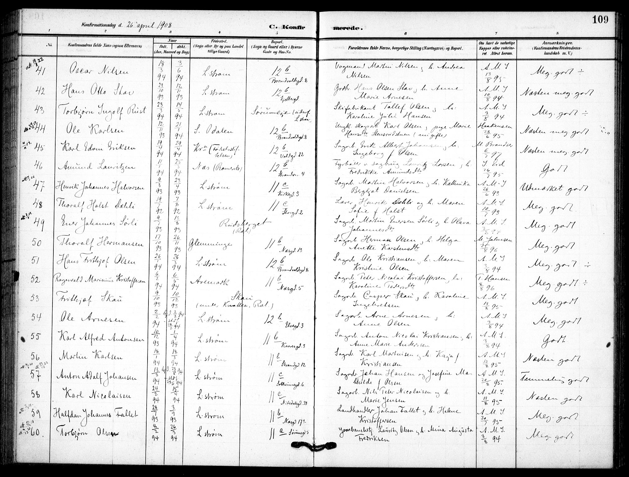 Skedsmo prestekontor Kirkebøker, AV/SAO-A-10033a/F/Fc/L0001: Parish register (official) no. III 1, 1908-1916, p. 109