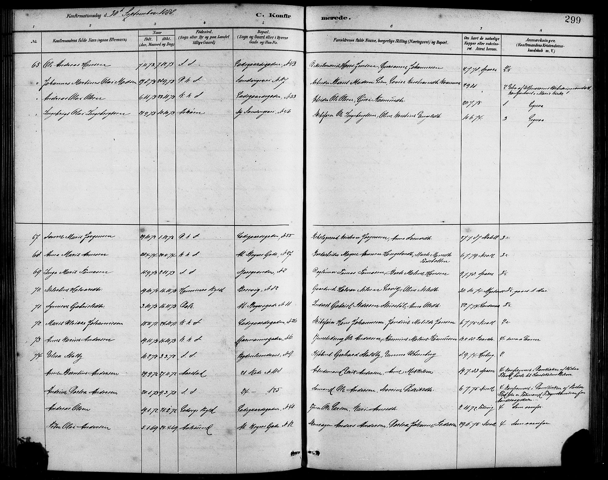 Sandviken Sokneprestembete, AV/SAB-A-77601/H/Hb/L0001: Parish register (copy) no. A 2, 1879-1892, p. 299