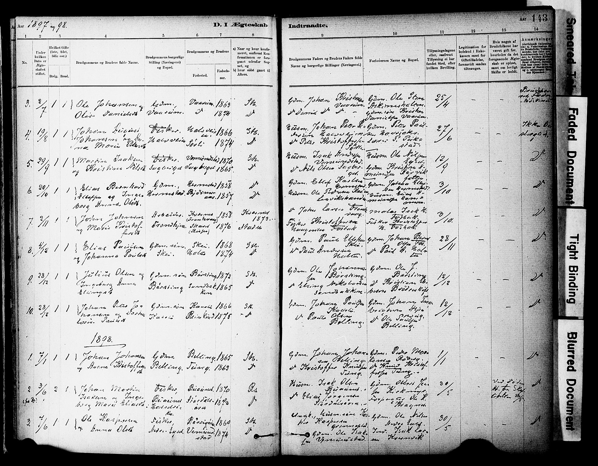 Ministerialprotokoller, klokkerbøker og fødselsregistre - Sør-Trøndelag, SAT/A-1456/646/L0615: Parish register (official) no. 646A13, 1885-1900, p. 143