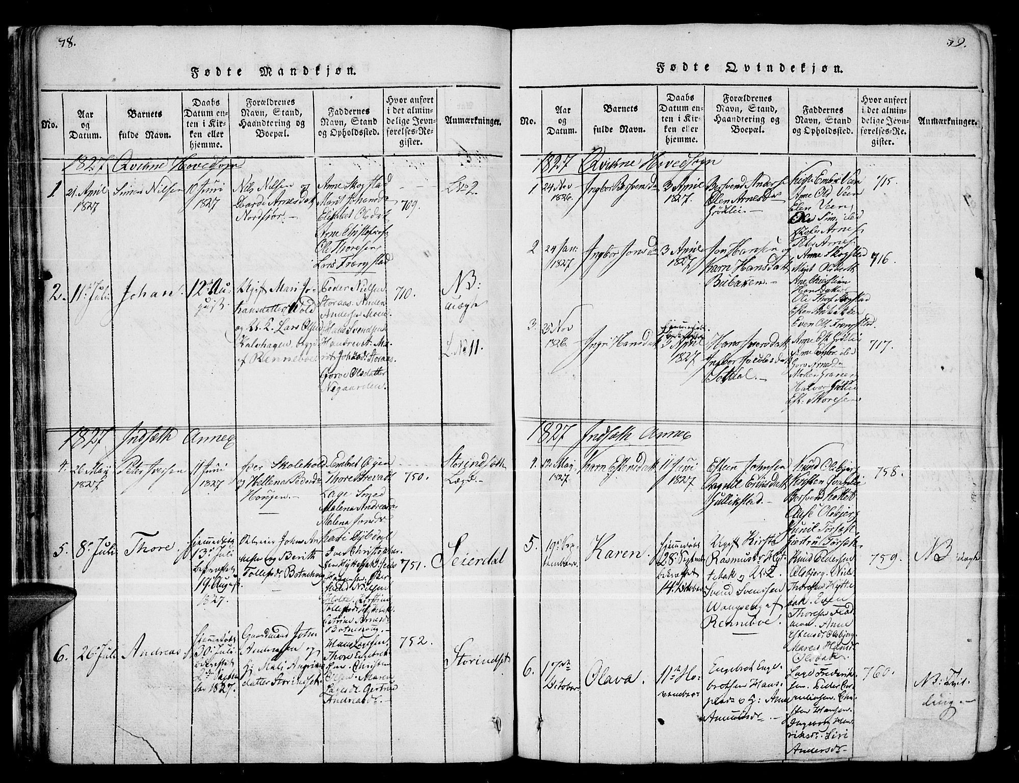 Kvikne prestekontor, AV/SAH-PREST-064/H/Ha/Haa/L0004: Parish register (official) no. 4, 1815-1840, p. 78-79