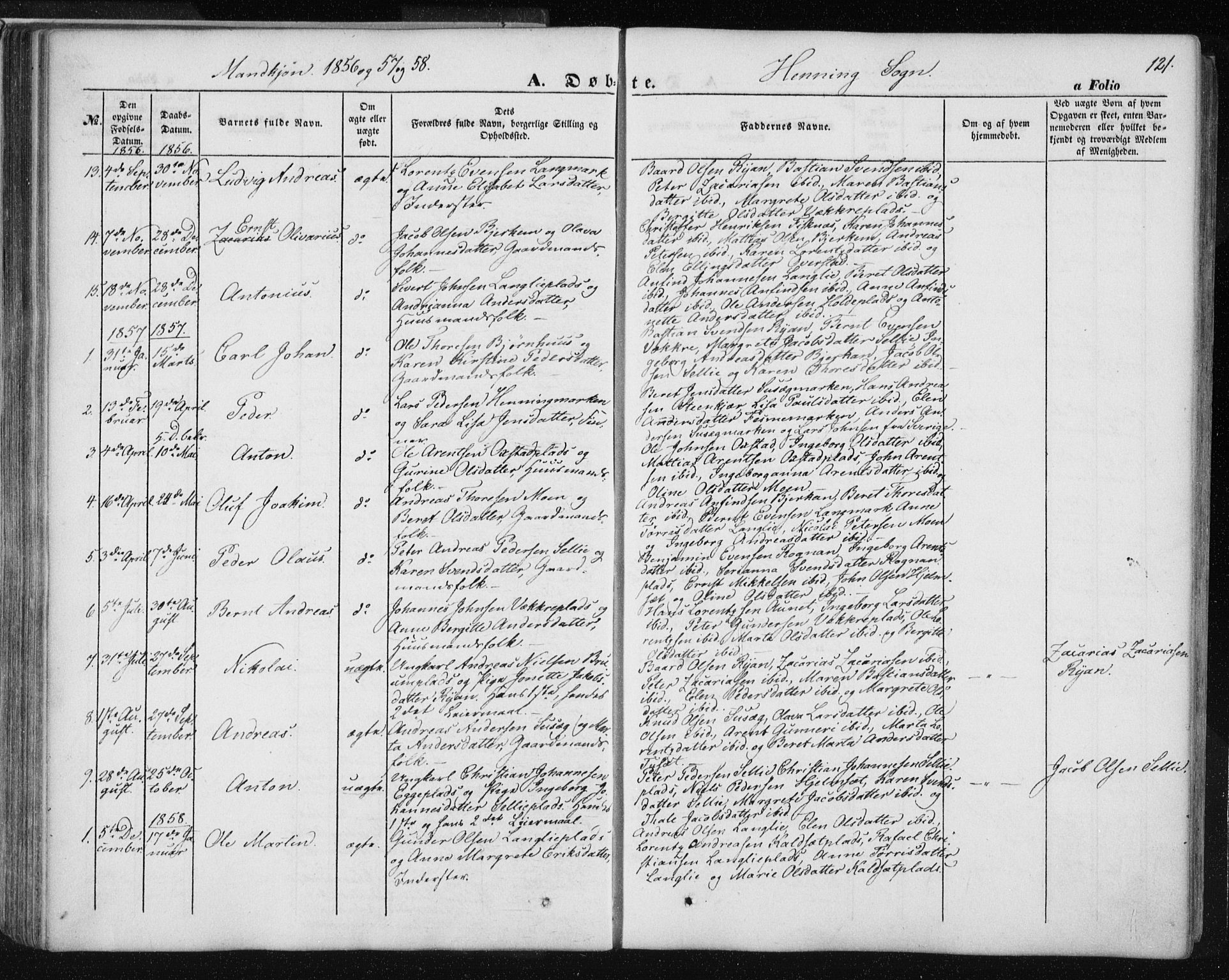 Ministerialprotokoller, klokkerbøker og fødselsregistre - Nord-Trøndelag, SAT/A-1458/735/L0342: Parish register (official) no. 735A07 /3, 1849-1862, p. 121