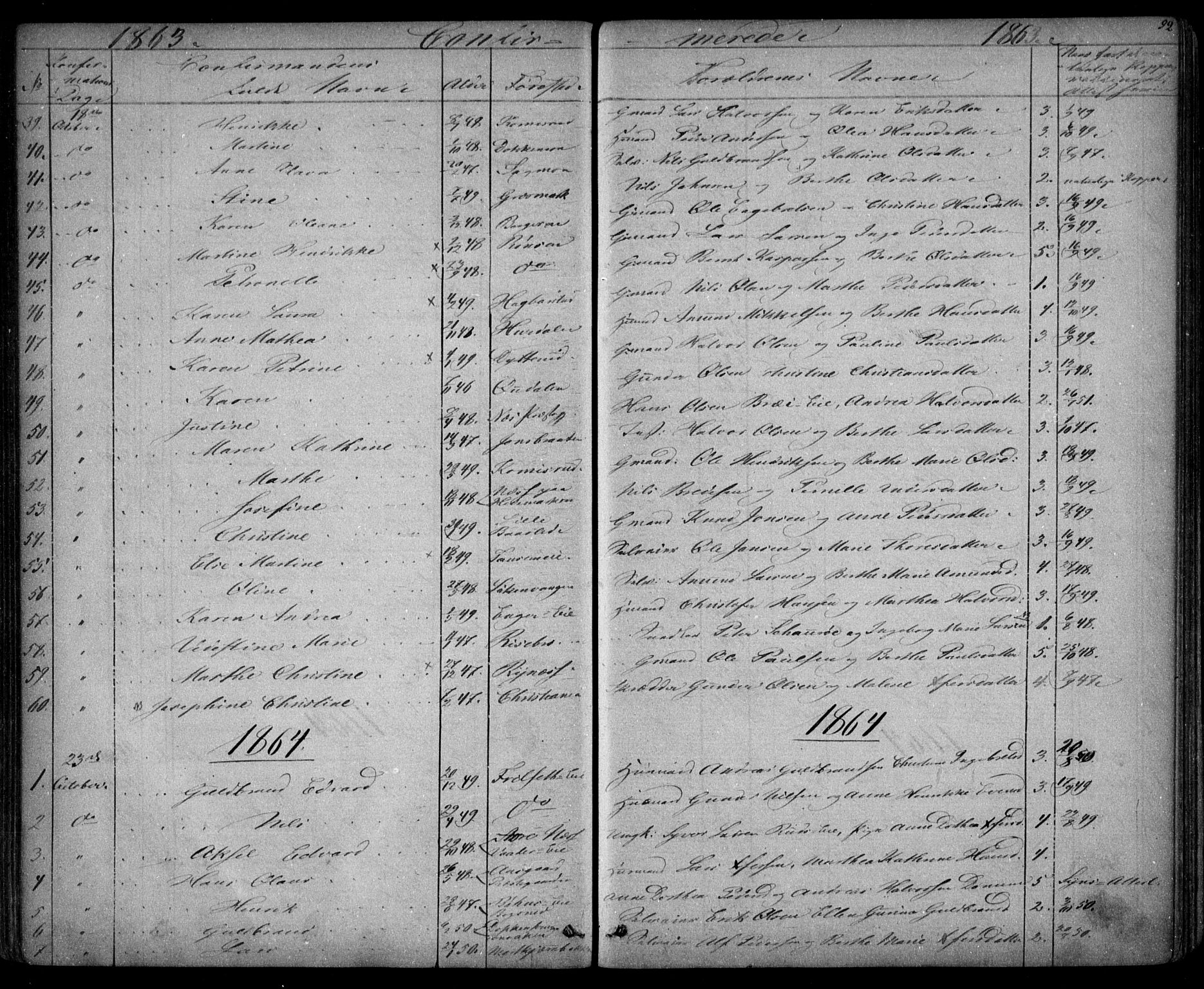 Eidsvoll prestekontor Kirkebøker, AV/SAO-A-10888/G/Ga/L0001: Parish register (copy) no. I 1, 1861-1866, p. 92