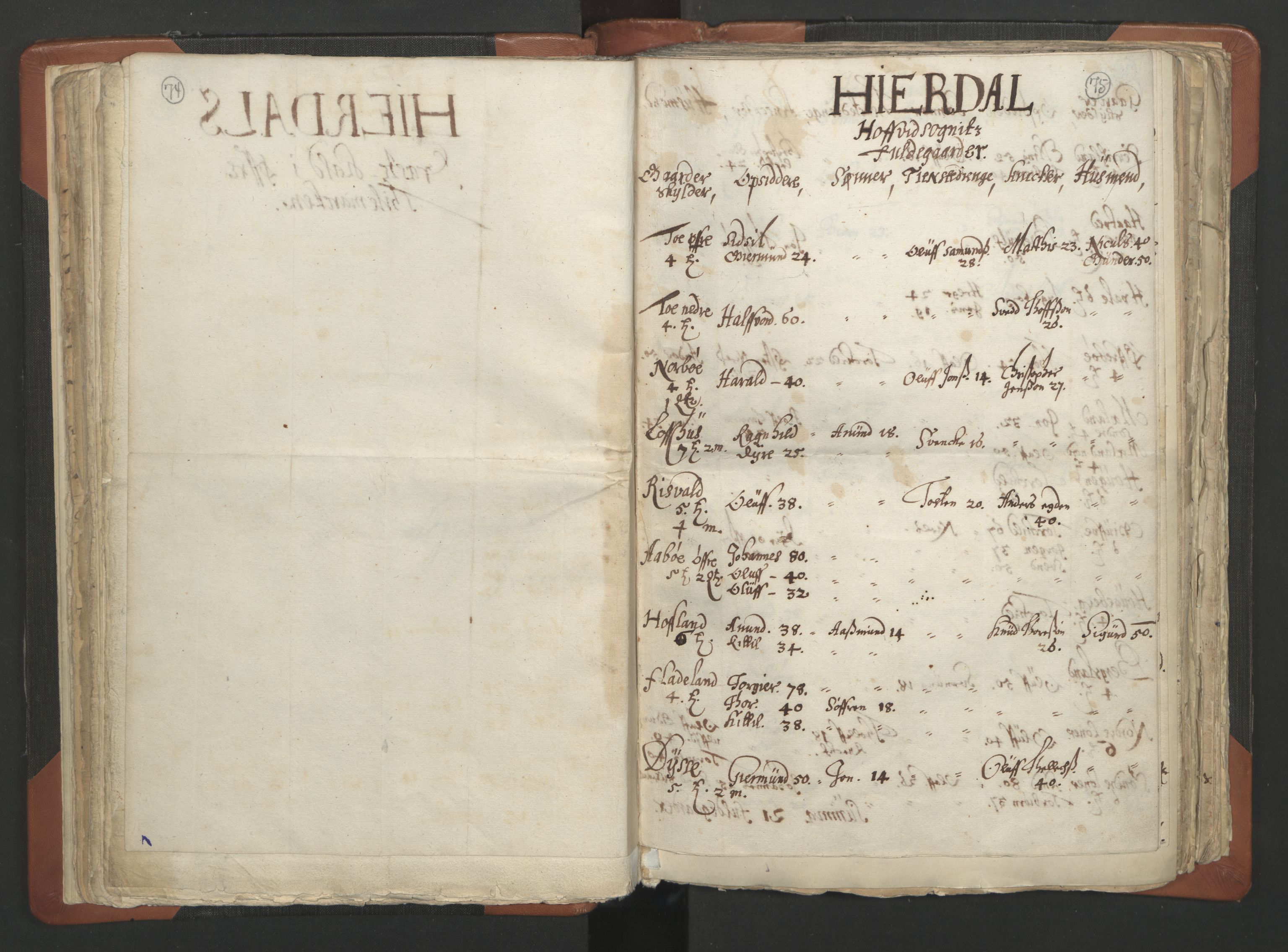 RA, Vicar's Census 1664-1666, no. 12: Øvre Telemark deanery, Nedre Telemark deanery and Bamble deanery, 1664-1666, p. 74-75