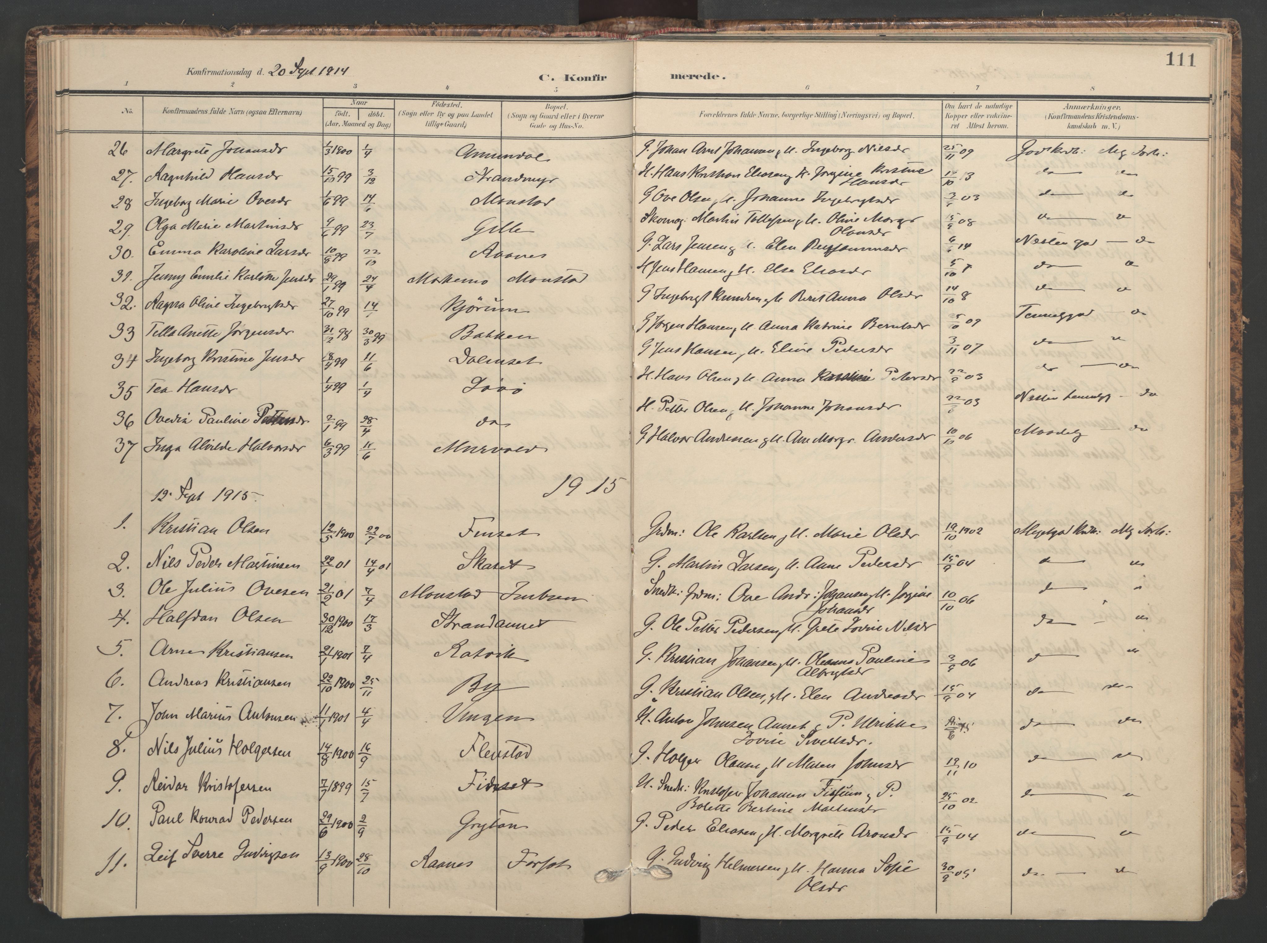 Ministerialprotokoller, klokkerbøker og fødselsregistre - Sør-Trøndelag, SAT/A-1456/655/L0682: Parish register (official) no. 655A11, 1908-1922, p. 111