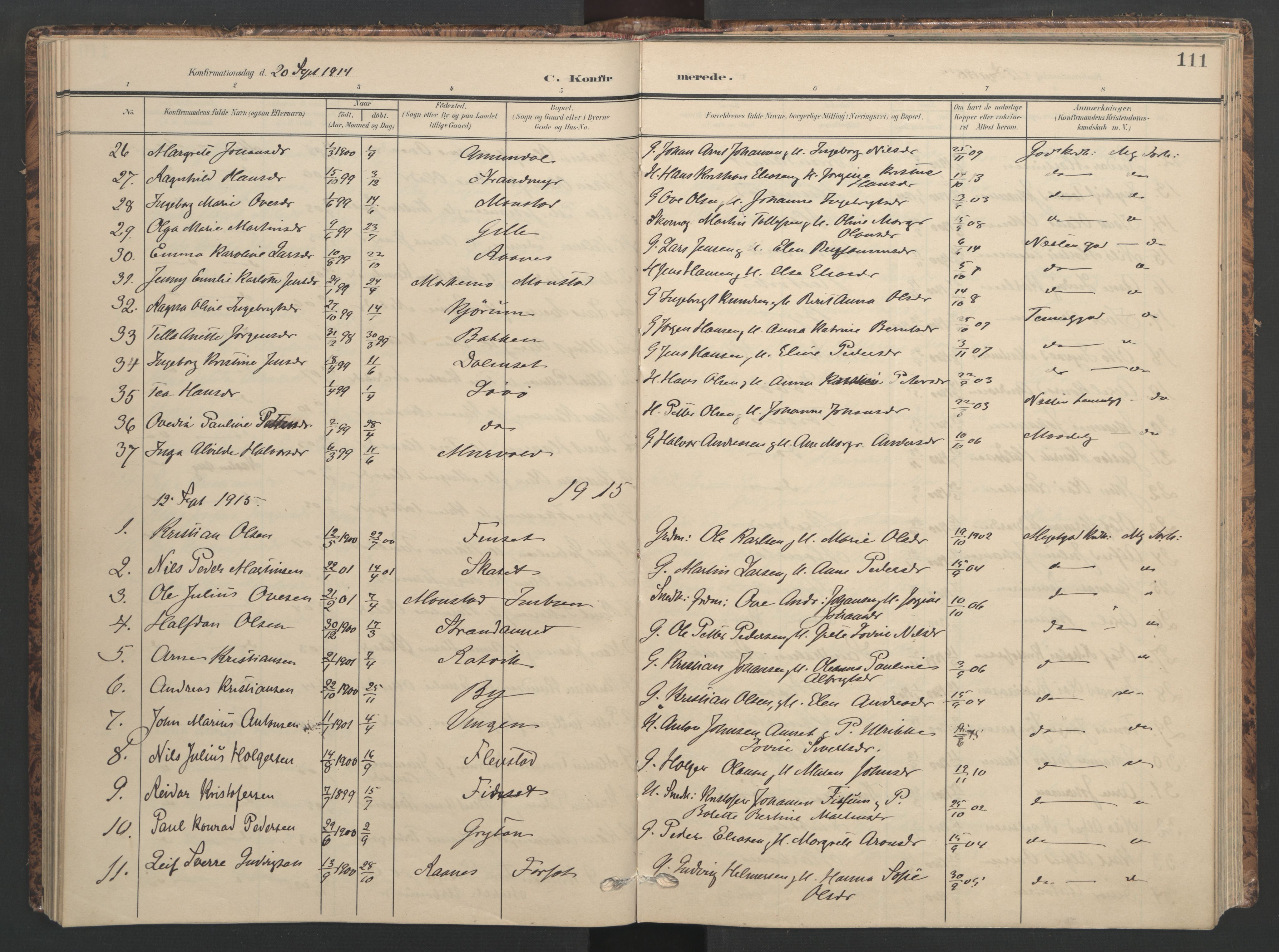 Ministerialprotokoller, klokkerbøker og fødselsregistre - Sør-Trøndelag, AV/SAT-A-1456/655/L0682: Parish register (official) no. 655A11, 1908-1922, p. 111