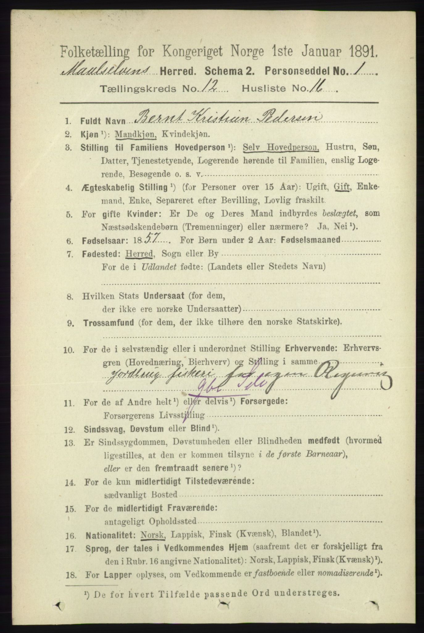 RA, 1891 census for 1924 Målselv, 1891, p. 3894