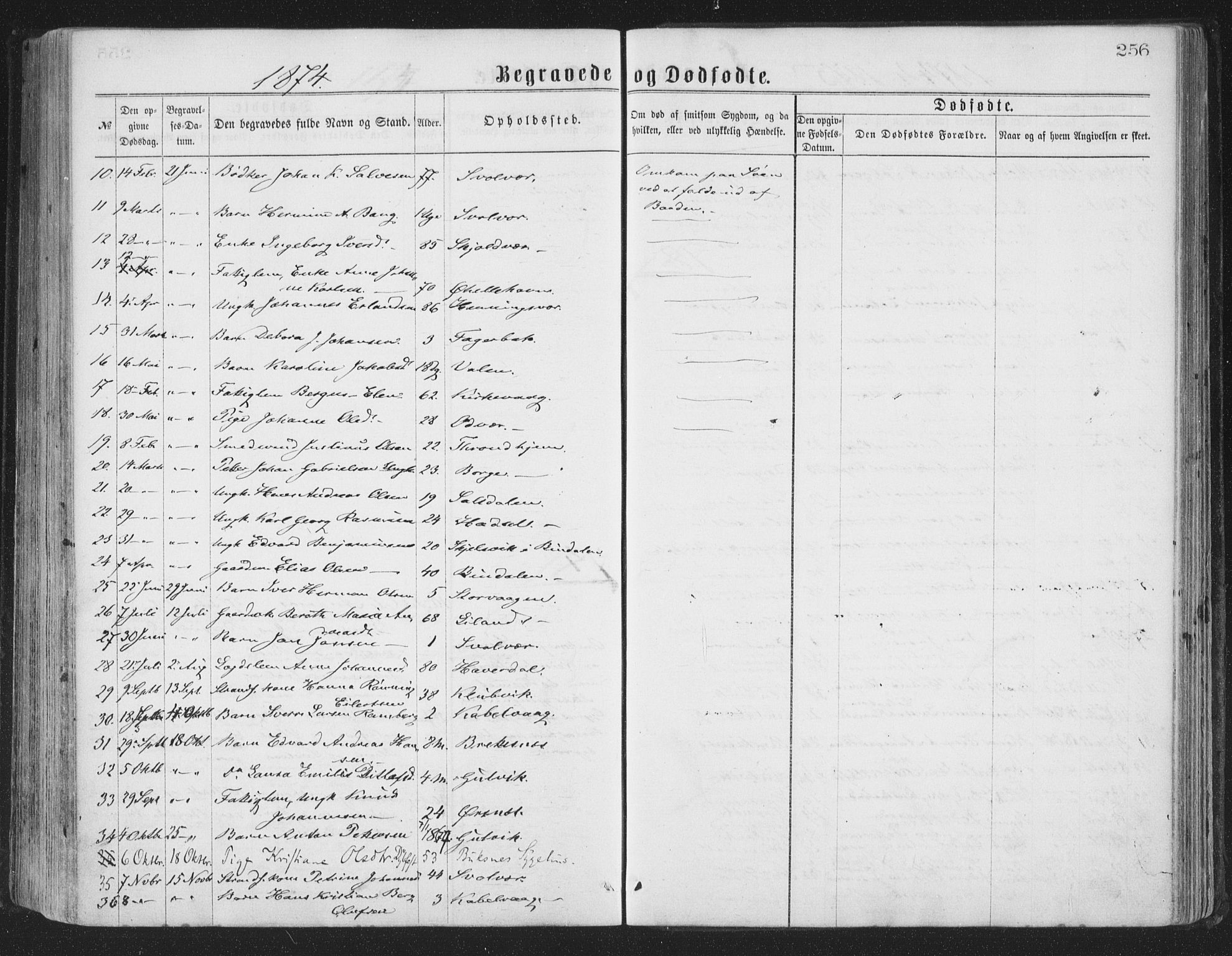 Ministerialprotokoller, klokkerbøker og fødselsregistre - Nordland, AV/SAT-A-1459/874/L1057: Parish register (official) no. 874A01, 1866-1877, p. 256