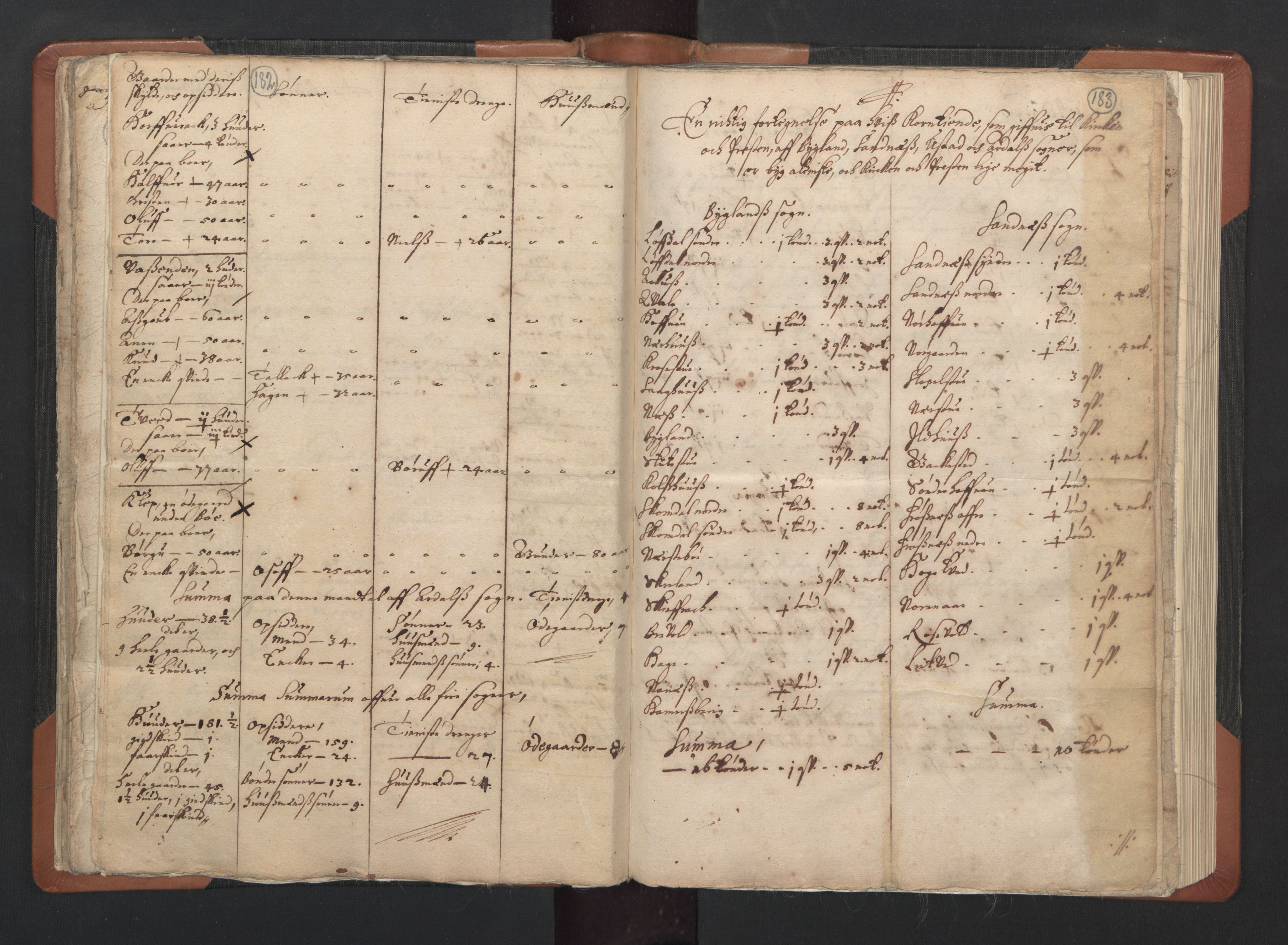 RA, Vicar's Census 1664-1666, no. 14: Råbyggelag deanery, 1664-1666, p. 182-183