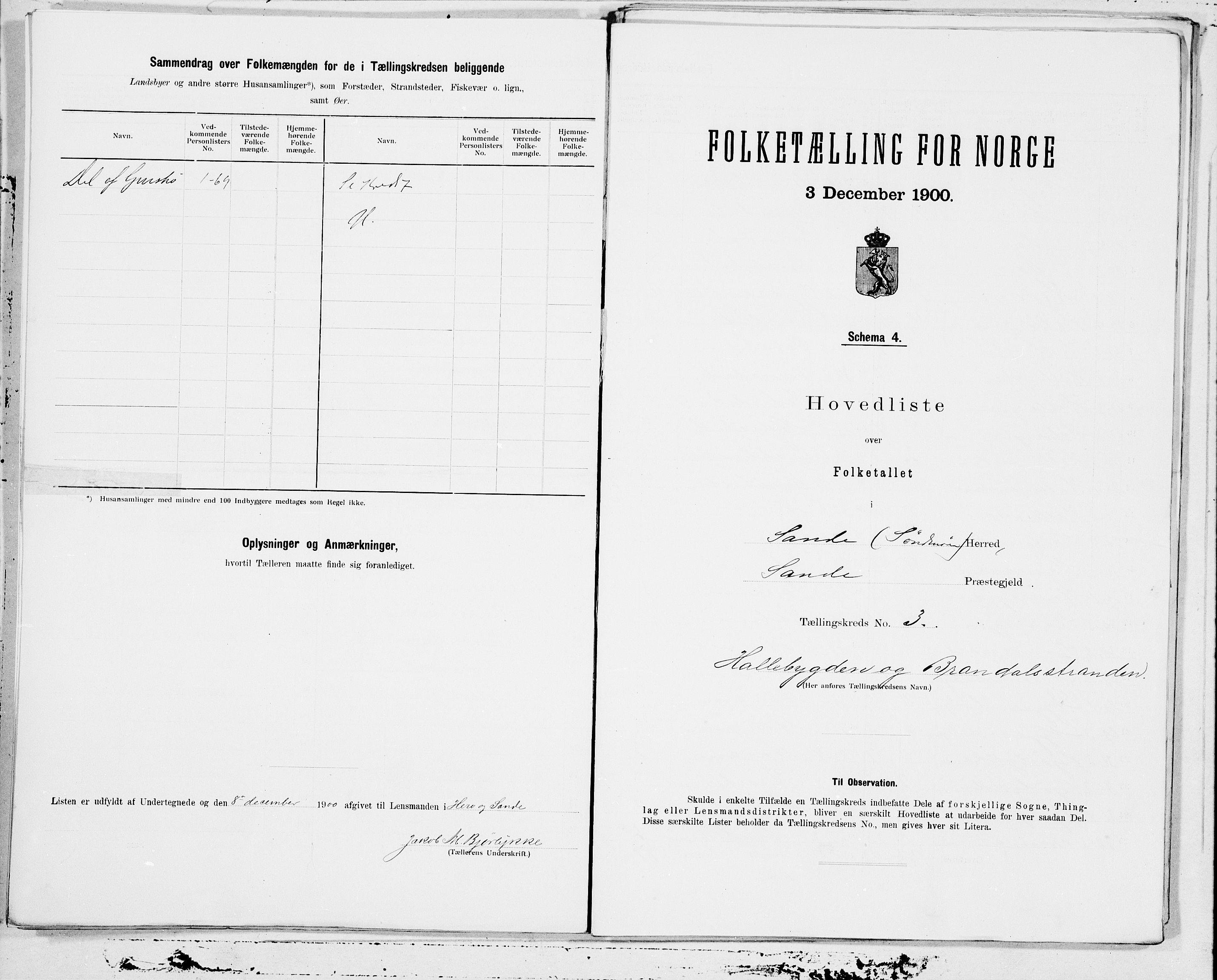 SAT, 1900 census for Sande, 1900, p. 6