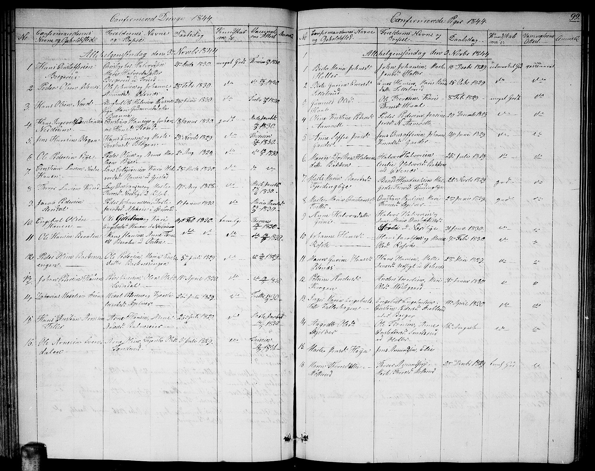 Fet prestekontor Kirkebøker, AV/SAO-A-10370a/G/Ga/L0002: Parish register (copy) no. I 2, 1843-1859, p. 99