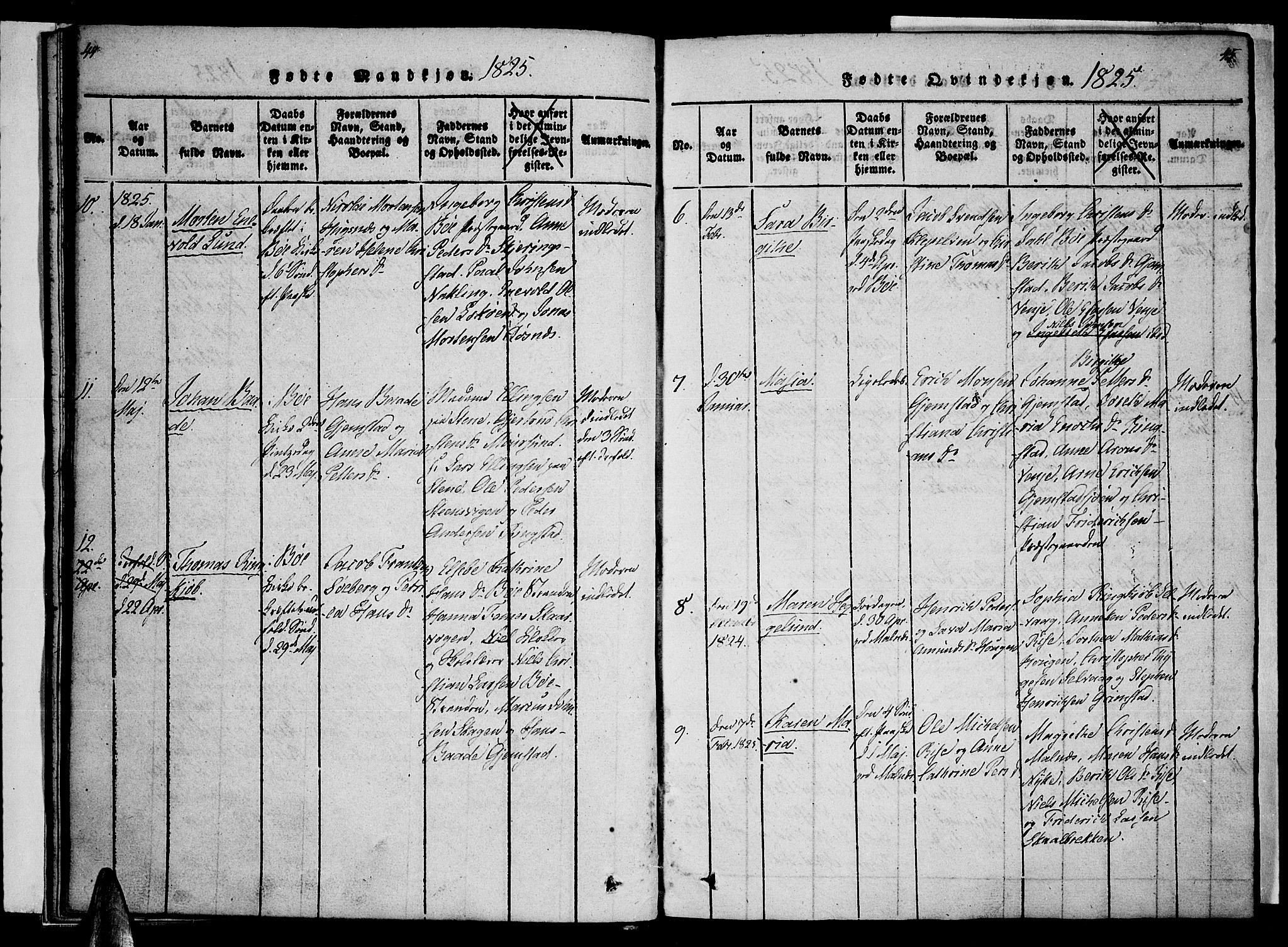 Ministerialprotokoller, klokkerbøker og fødselsregistre - Nordland, AV/SAT-A-1459/891/L1298: Parish register (official) no. 891A03, 1820-1840, p. 44-45