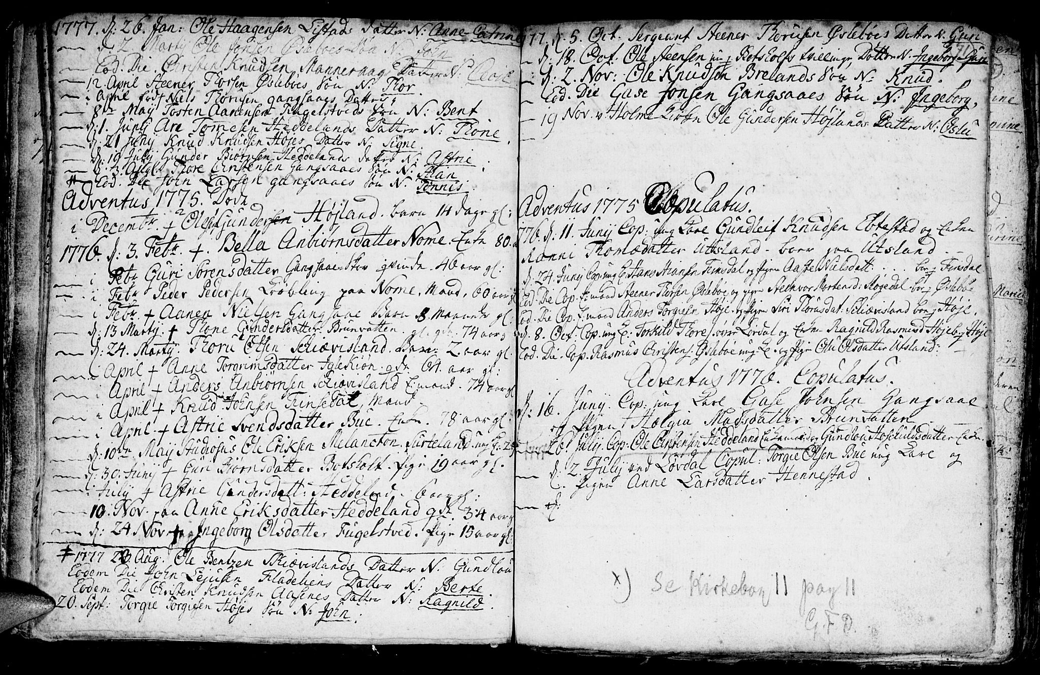 Holum sokneprestkontor, AV/SAK-1111-0022/F/Fb/Fba/L0001: Parish register (copy) no. B 1 /2, 1770-1802, p. 71