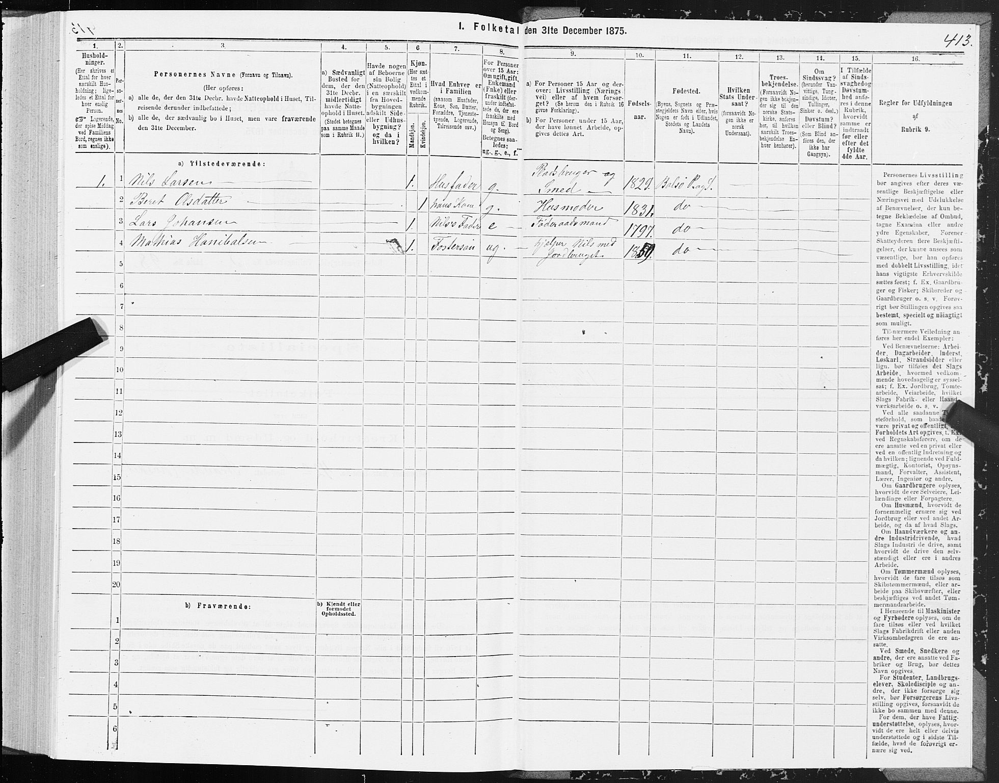 SAT, 1875 census for 1544P Bolsøy, 1875, p. 2413