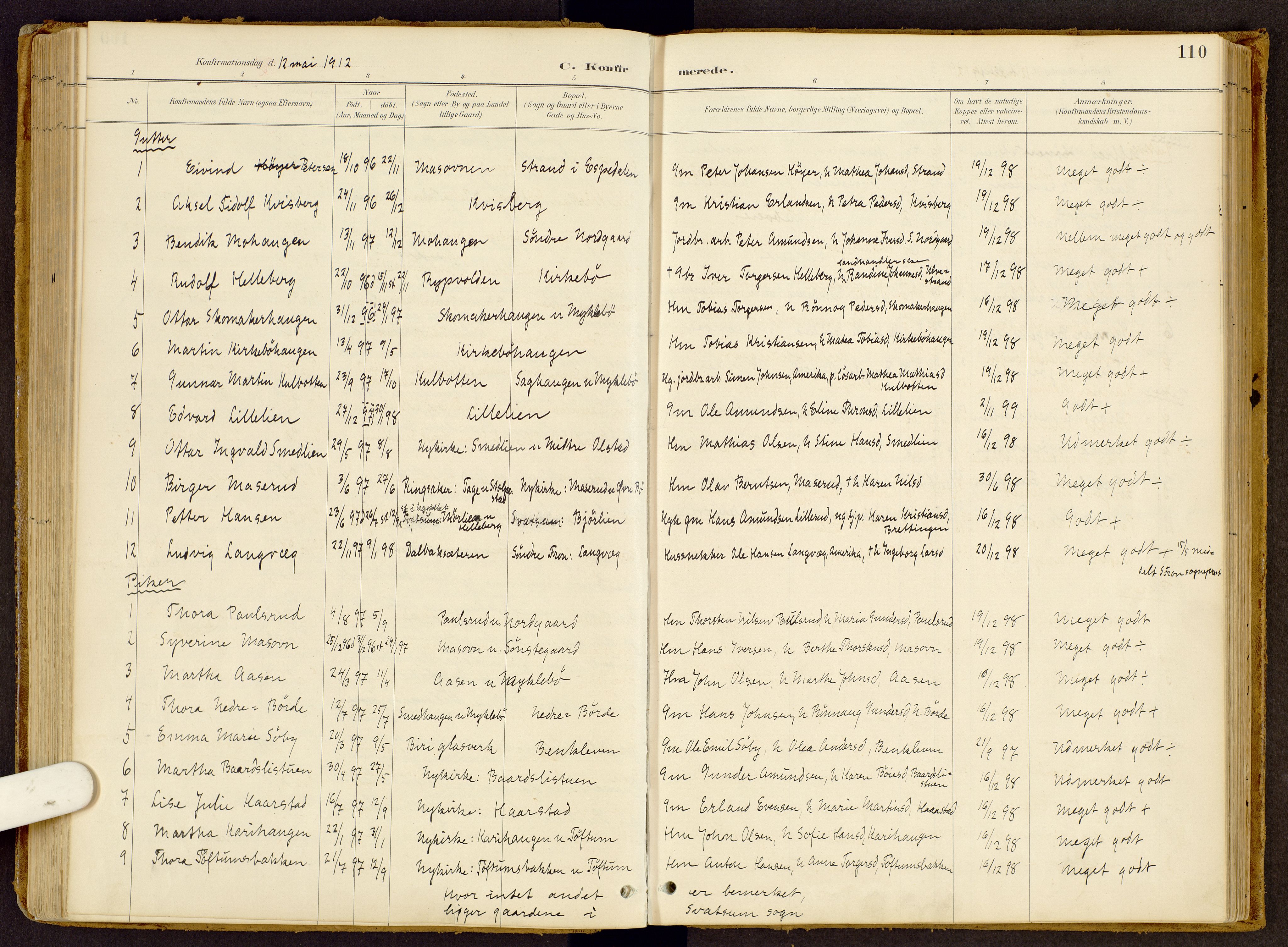Vestre Gausdal prestekontor, SAH/PREST-094/H/Ha/Haa/L0002: Parish register (official) no. 2, 1887-1918, p. 110