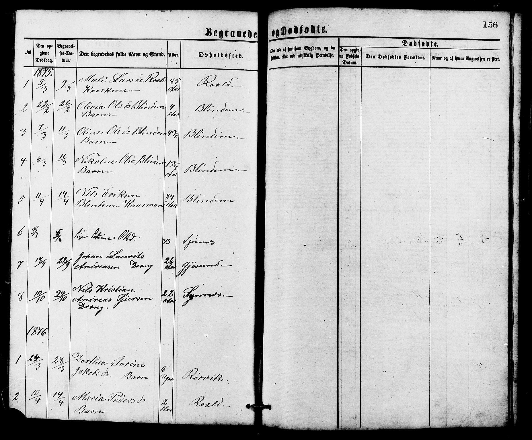 Ministerialprotokoller, klokkerbøker og fødselsregistre - Møre og Romsdal, AV/SAT-A-1454/537/L0521: Parish register (copy) no. 537C02, 1869-1888, p. 156