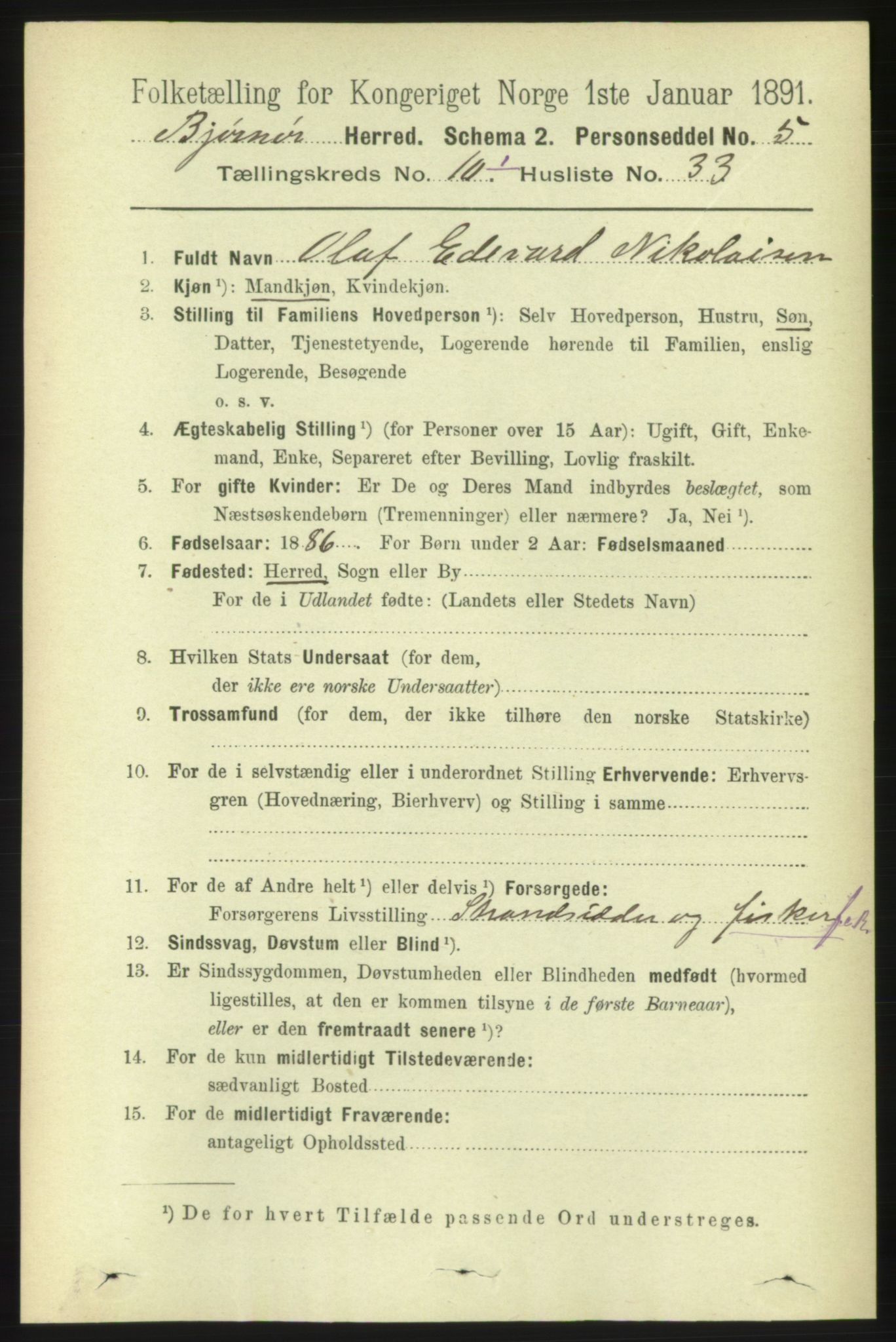 RA, 1891 census for 1632 Bjørnør, 1891, p. 4355